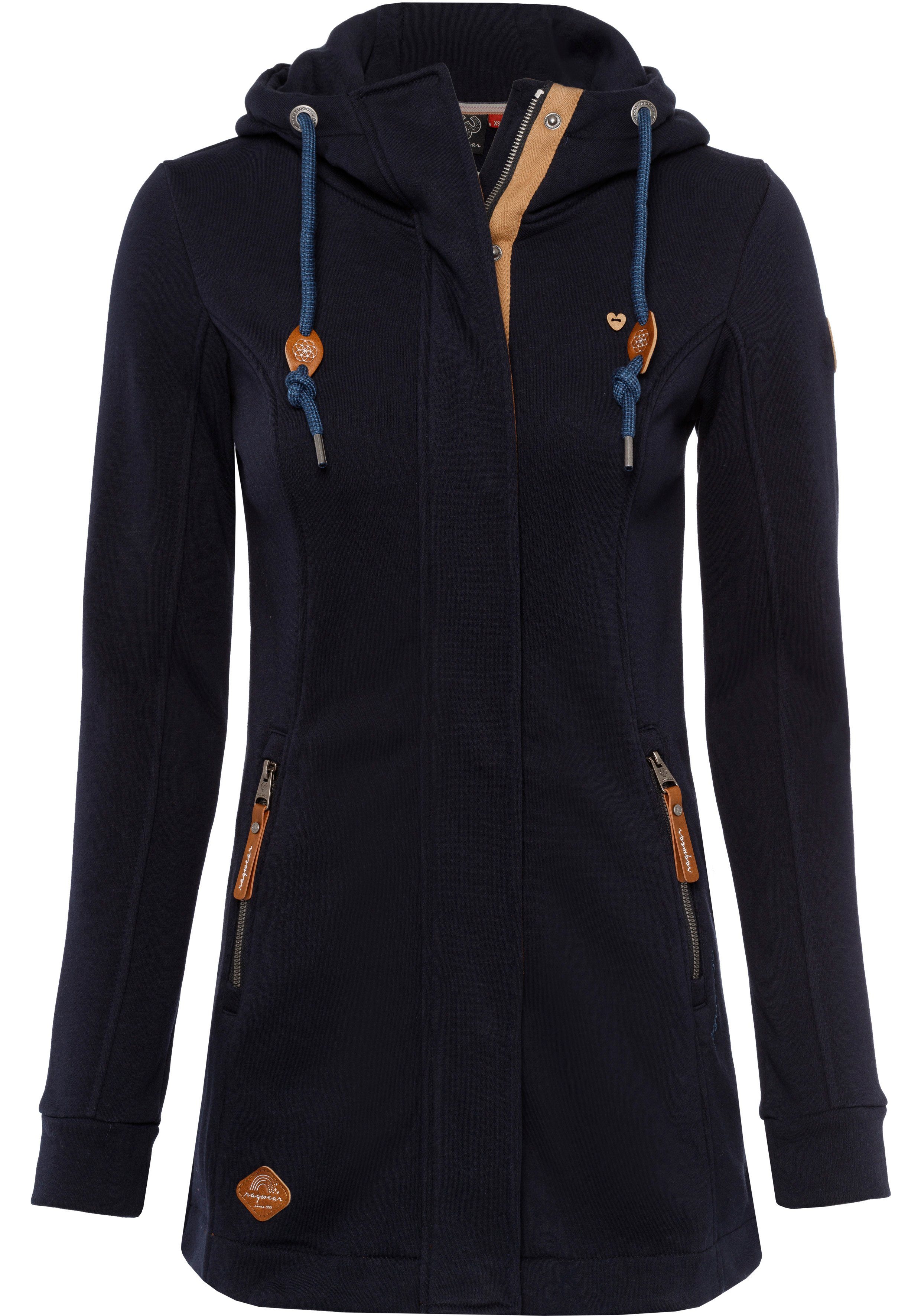 Ragwear Sweatjacke LETTY O mit dekorativen Patches aus Kunstleder navy 2028