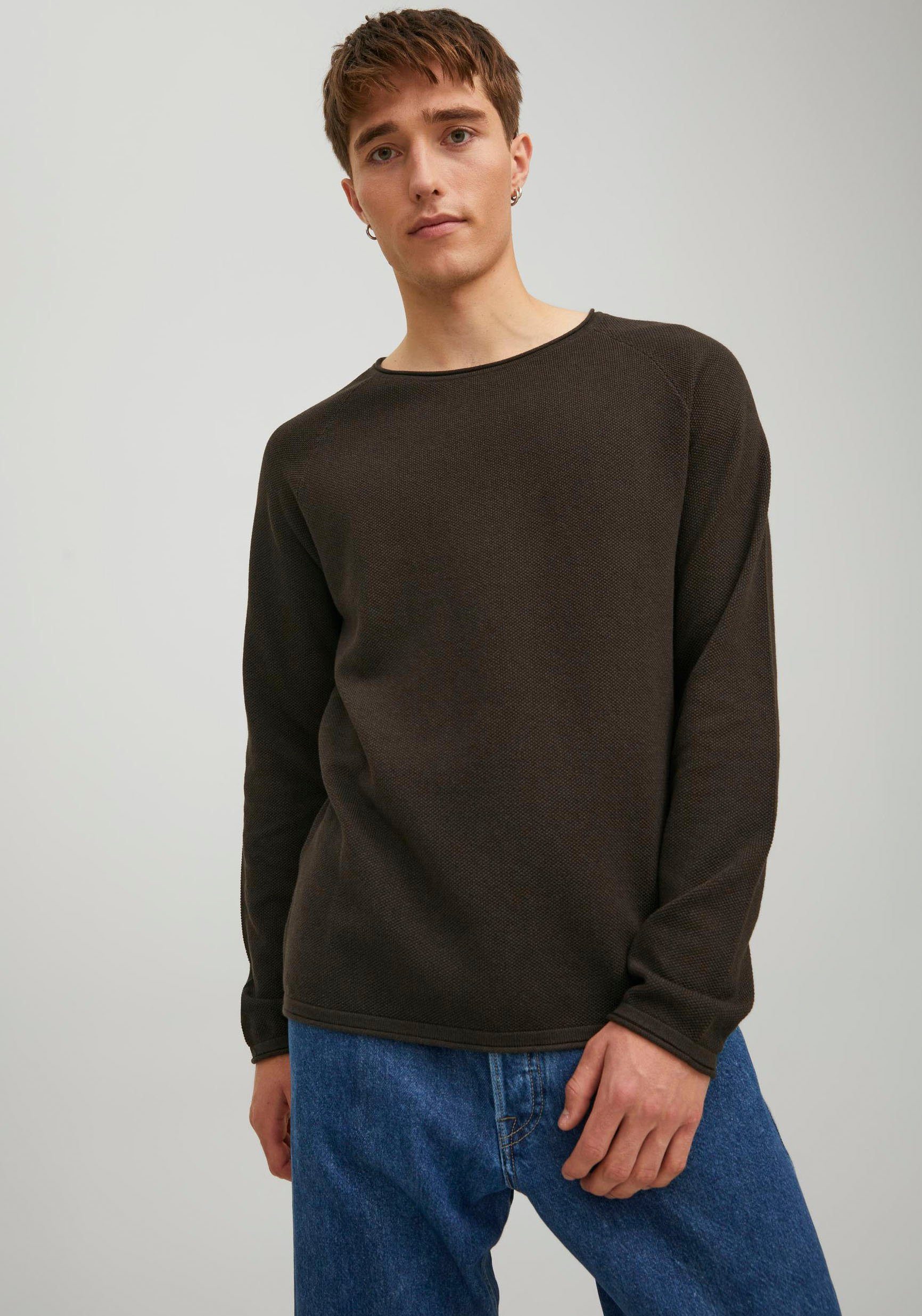 Jack & Jones Rundhalspullover HILL KNIT Mulch