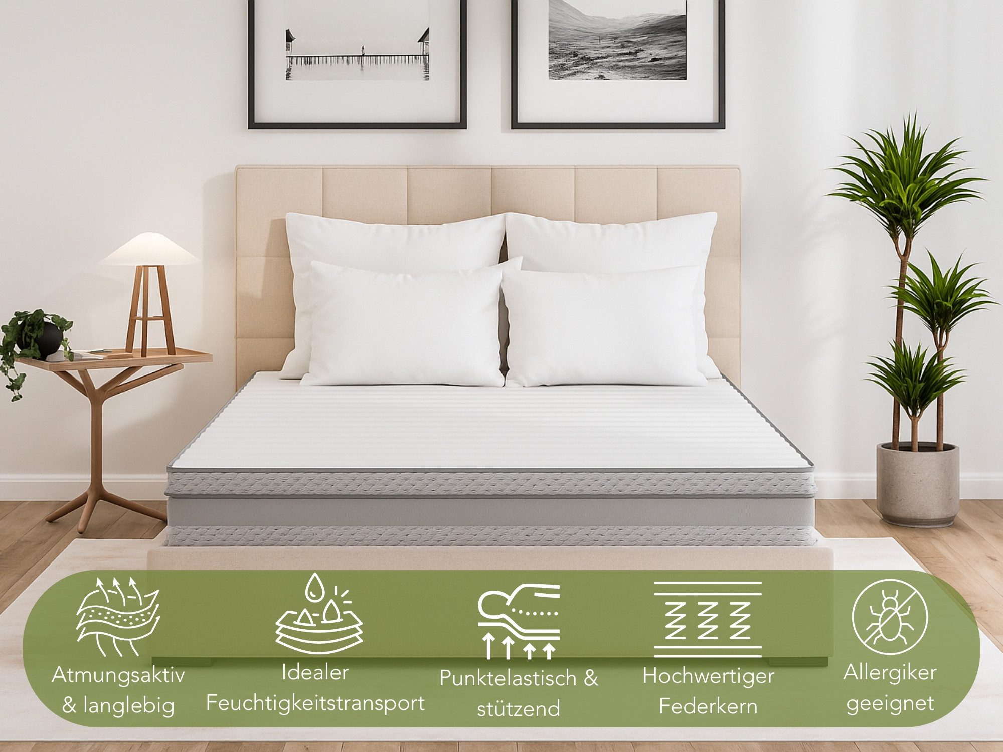 Taschenfederkernmatratze Comfort, ergonomische 7-Zonen Federkernmatratze 90 günstig online kaufen