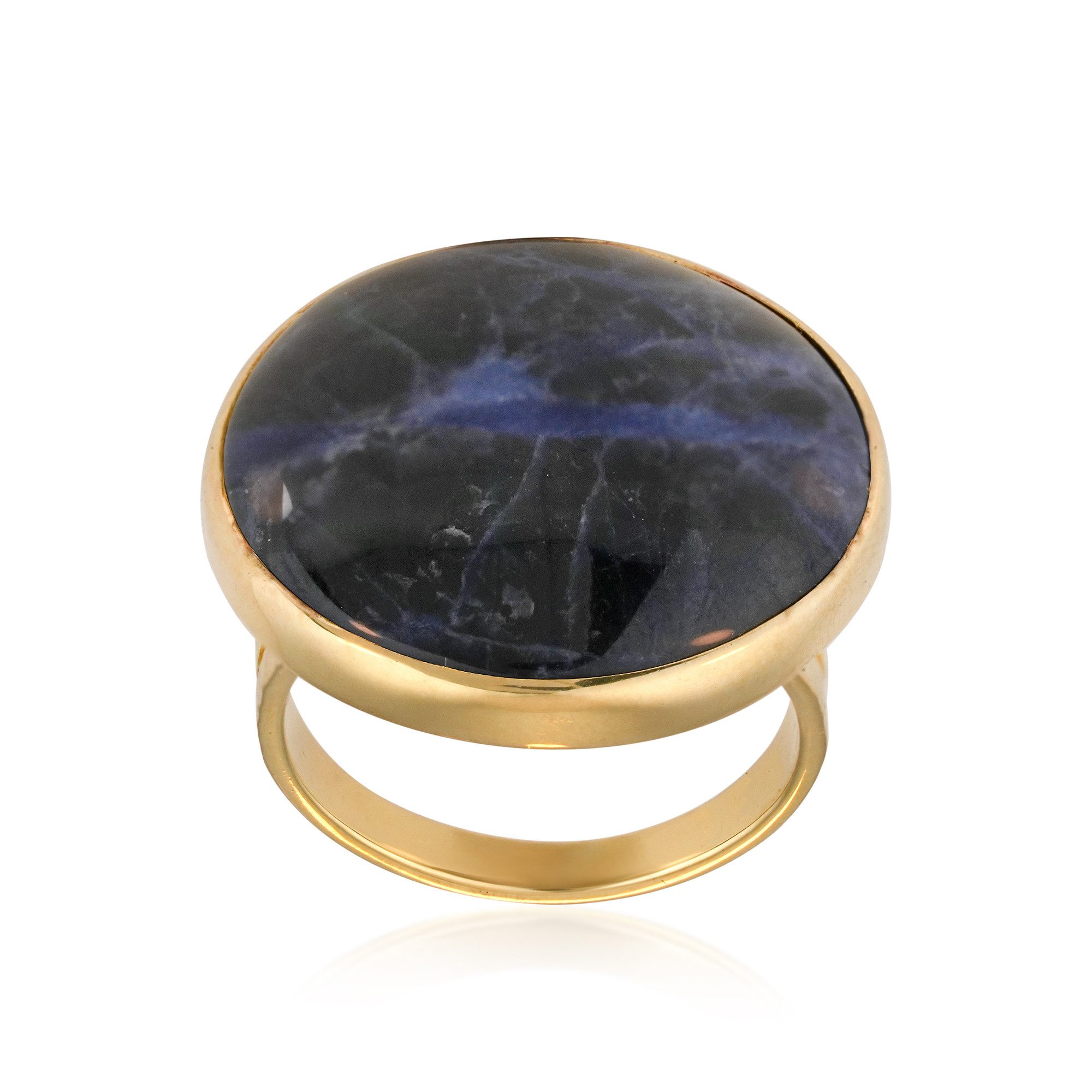Cavill Solitärring Sodalith Ring 24,5 ct Cabochon Sterlingsilber vergoldet (1-tlg)