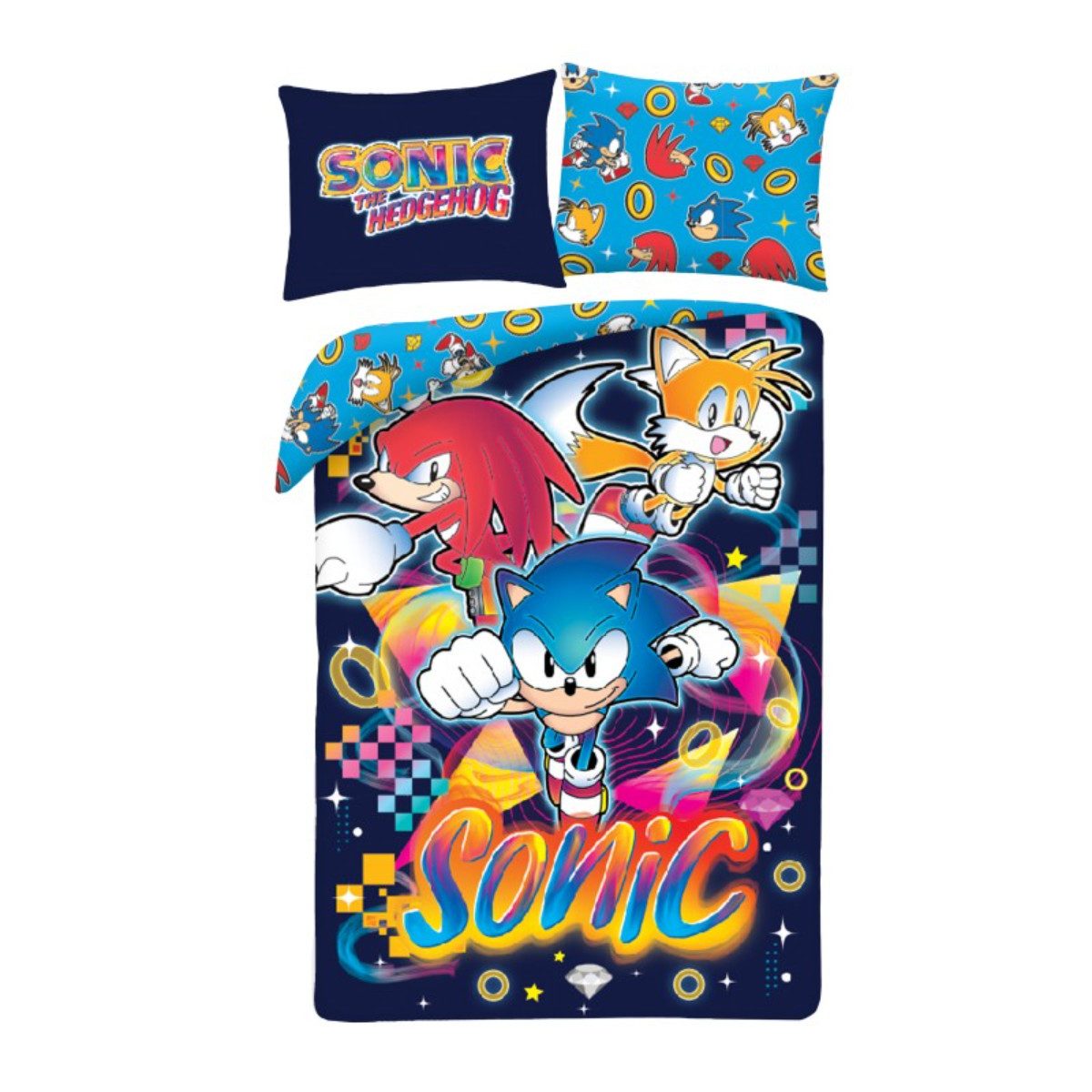 Sonic The Hedgehog Bettwäsche 140 × 200 cm Baumwolle Bettbezug Kissenbezug 70 × 90 cm, Mikrofaser