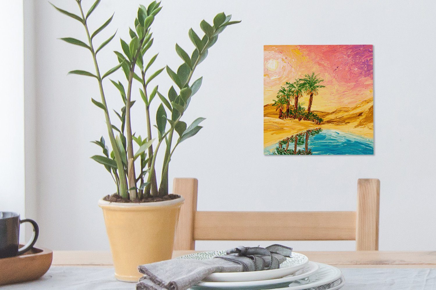 Schlafzimmer Gemälde Palme Wasser, Leinwand Natur Wohnzimmer - Öl - - OneMillionCanvasses® für Gemälde Bilder (1 - St),