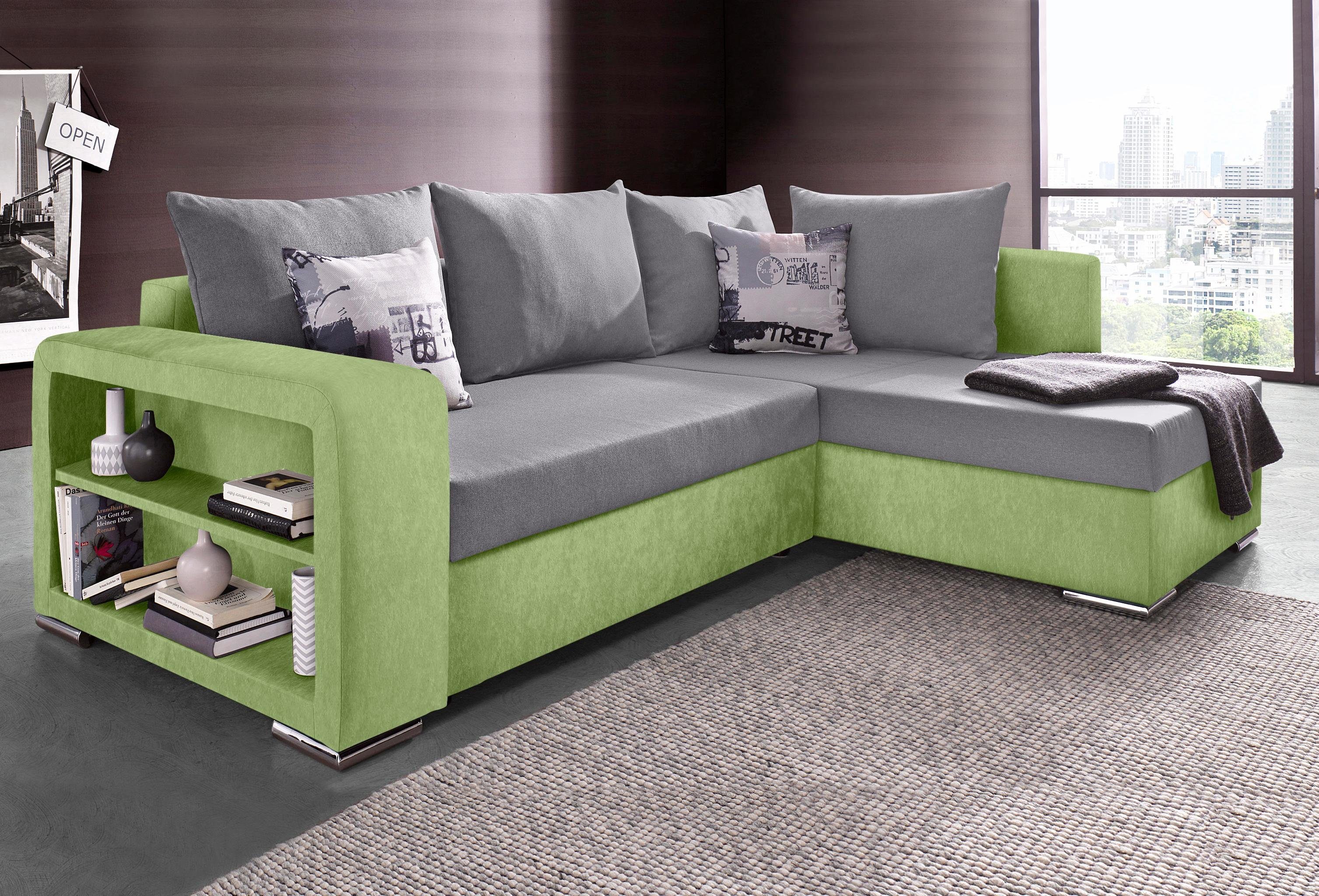 COLLECTION AB Ecksofa John L-Form, mit Bettfunktion, Bettkasten und Regalarmteil