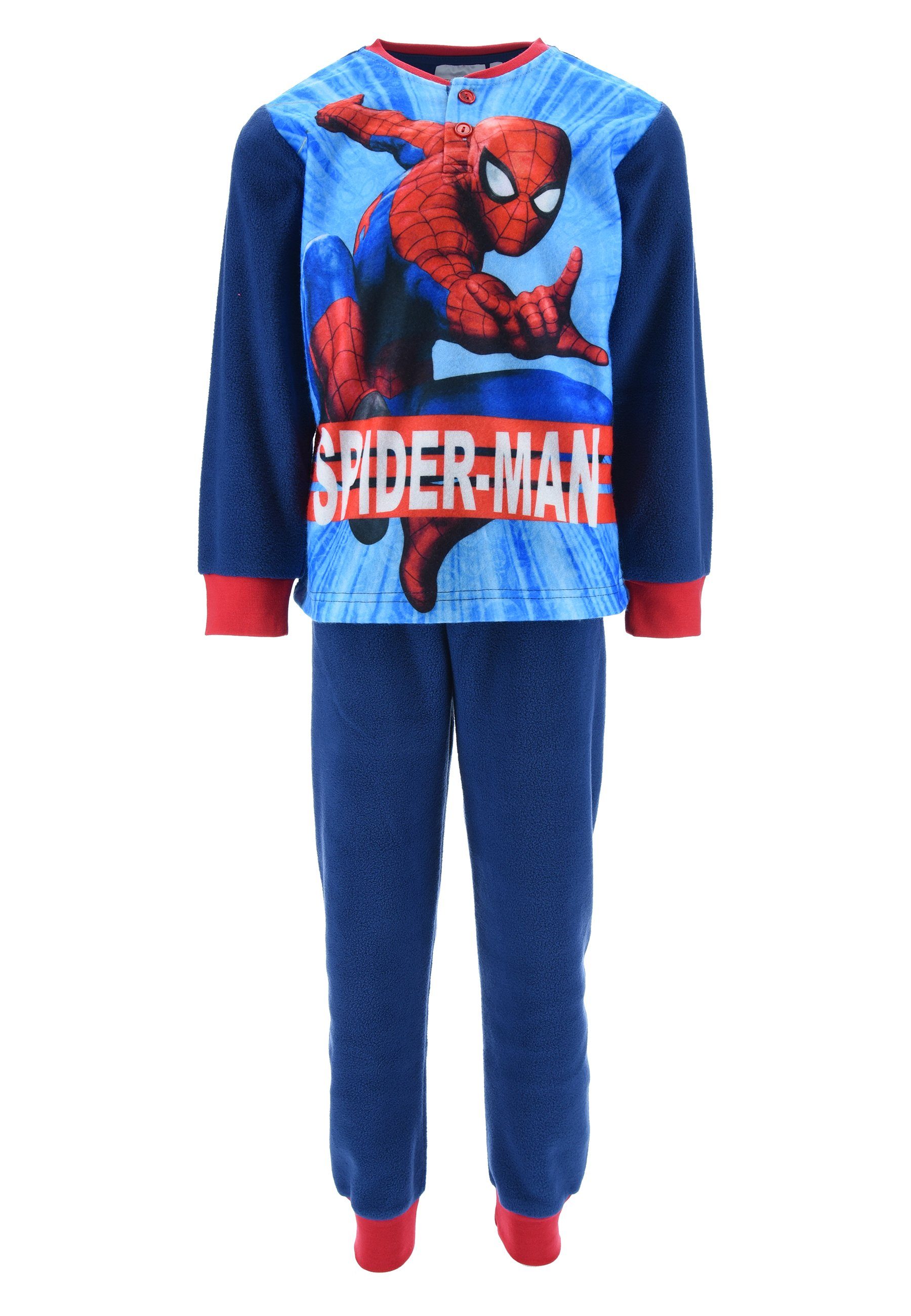 Spiderman Schlafanzug Kinder Jungen Pyjama langarm Nachtwäsche (2 tlg) Blau