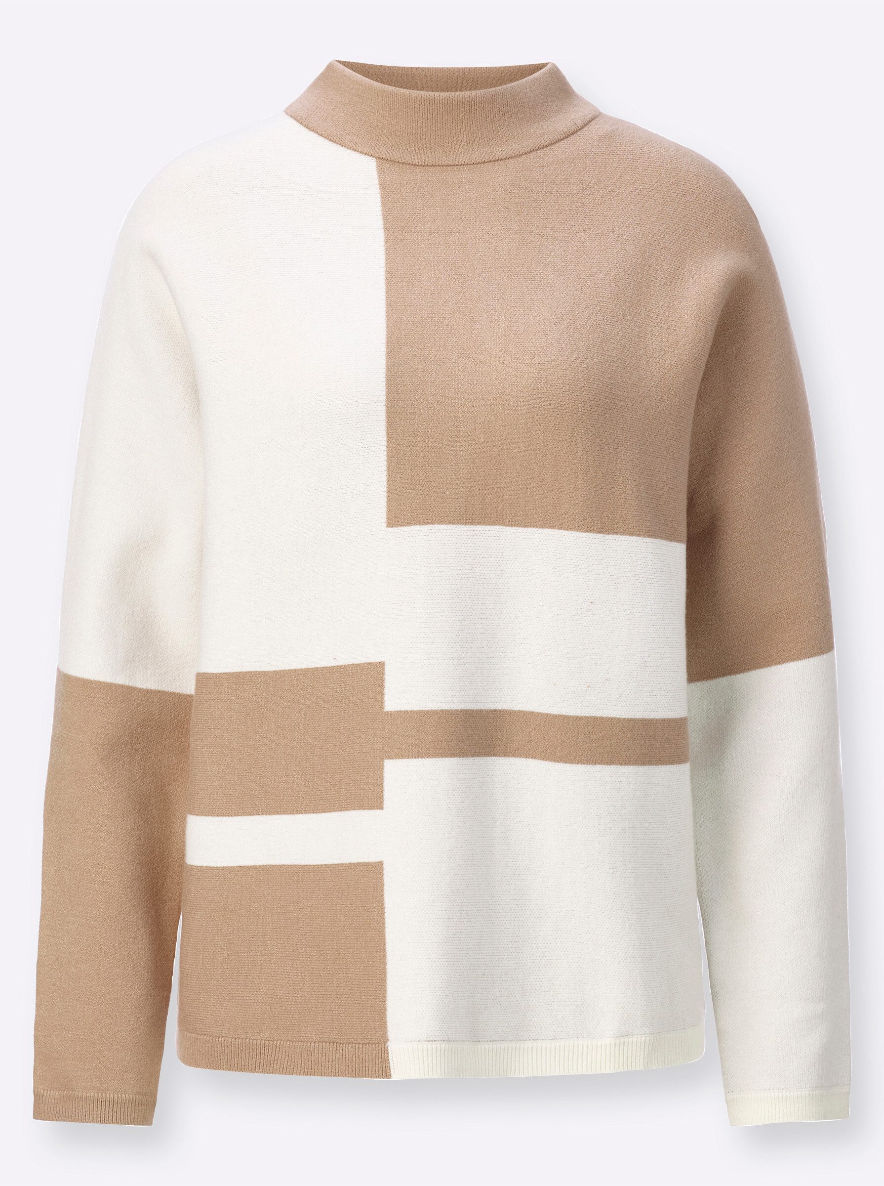Strickpullover Jacquard-Pullover Langarm Jacquard