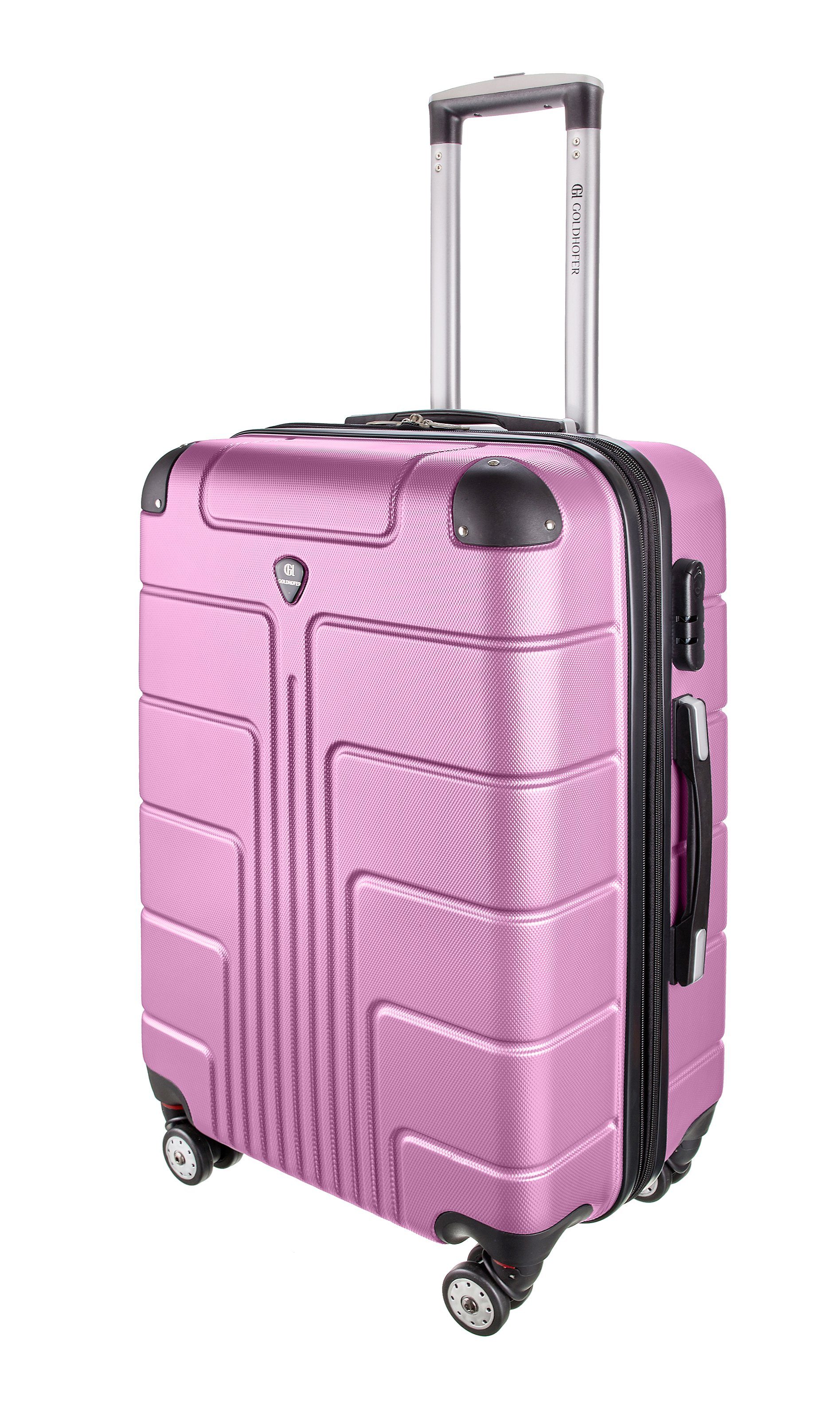 ABS 360° Größen V1 Kofferset (Set, & Modelle Wasserabweisend 3 mit 3 Goldhofer in - Material Leichtlaufrollen, Außen TLG), verschiedene Farben Pink