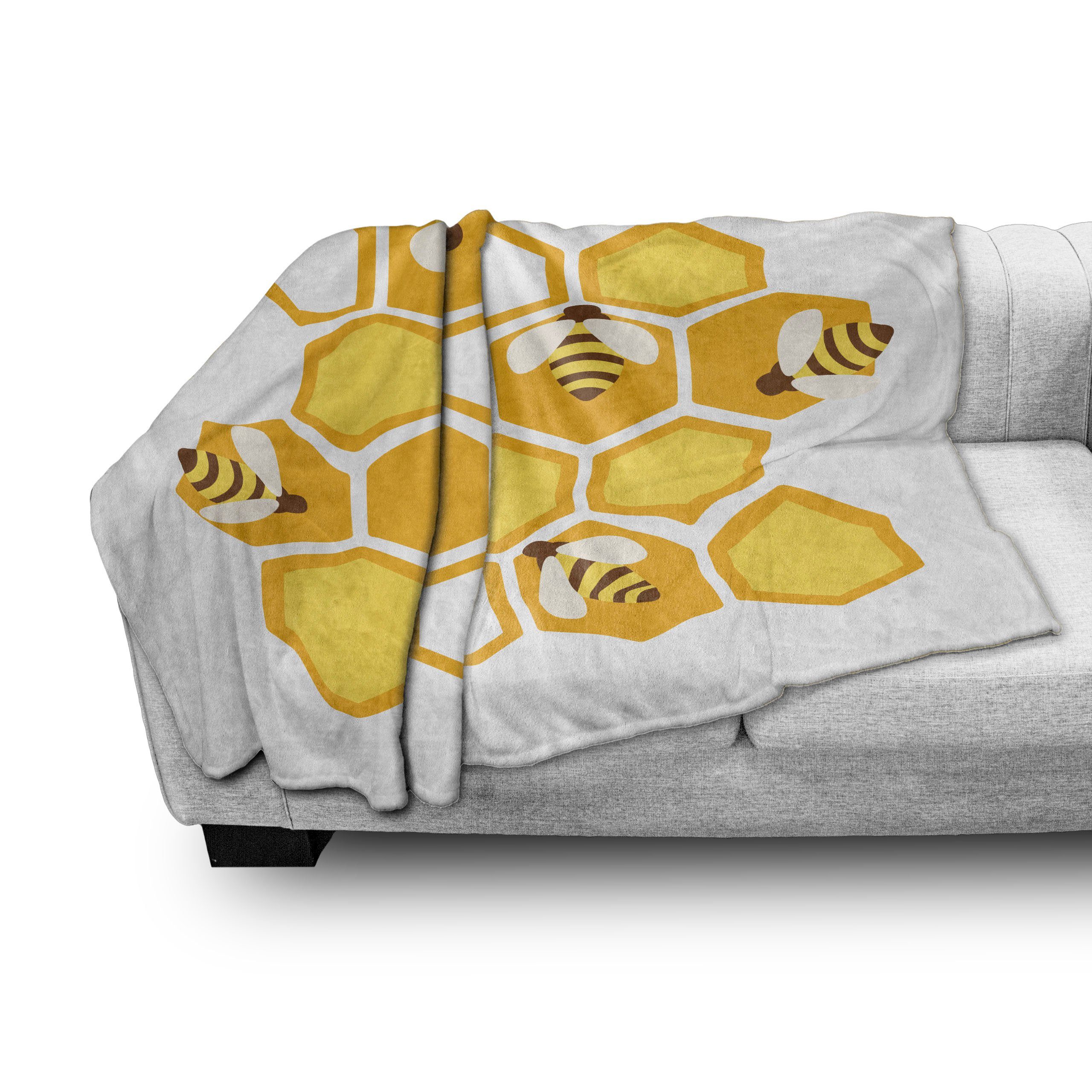 Wohndecke Gemütlicher Plüsch für den Honey Beehive Wording Bee Innen- Außenbereich, Abakuhaus, Cursive und