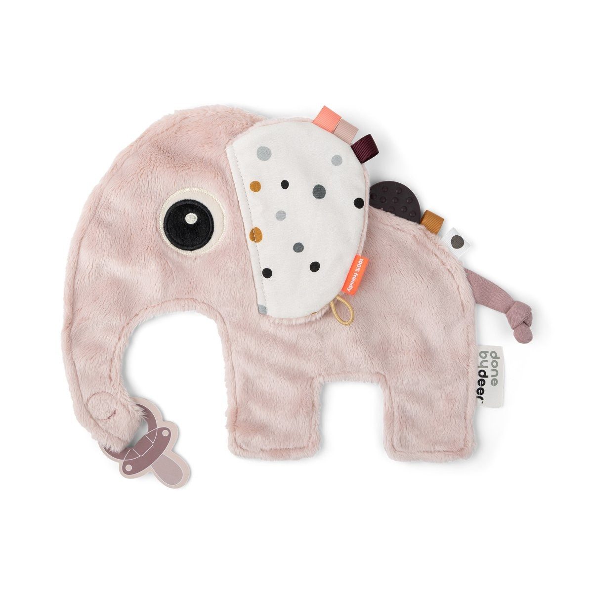 Schmusetuch Elphee Rosa Elefant 25x20cm Kuscheltuch Beißring Schnullerbefästigung
