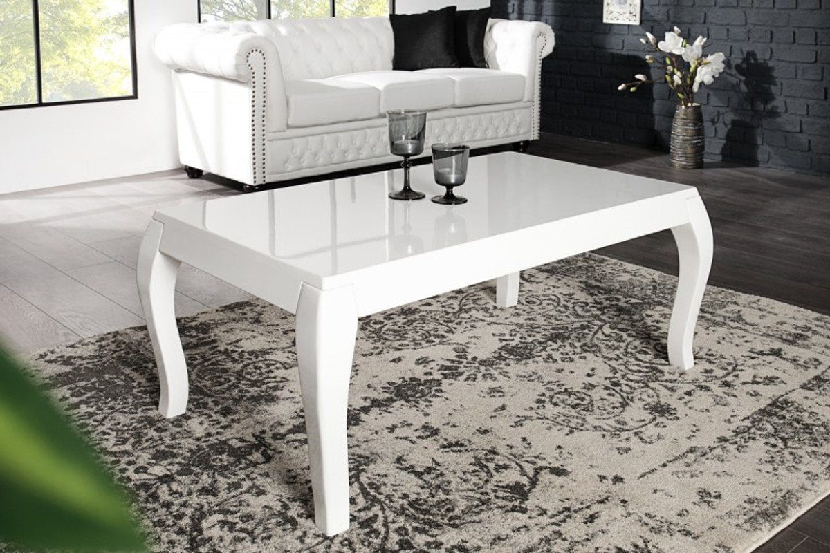 Casa Padrino Beistelltisch Weiss (110x45x60cm) Beistelltisch - Tisch Couchtisch Hochglanz
