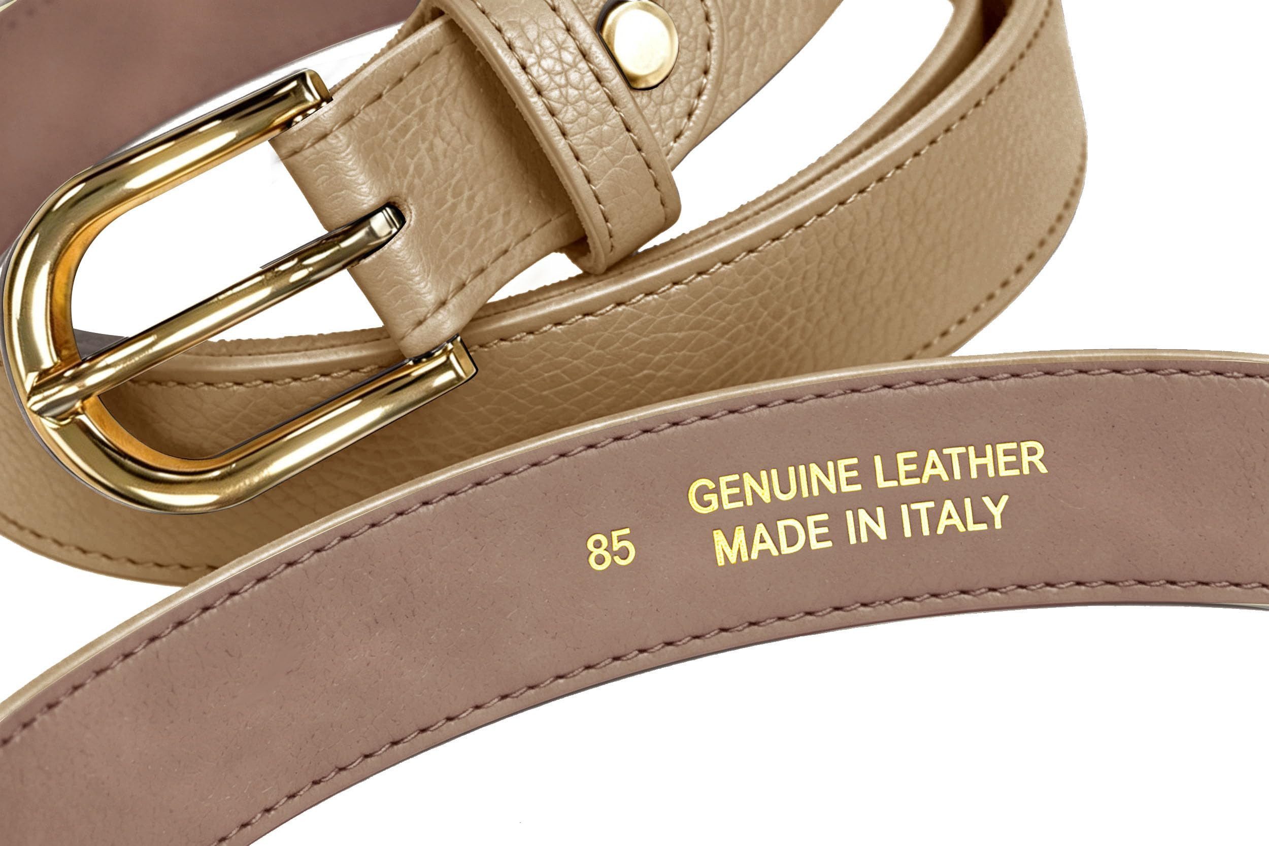 Frentree Ledergürtel Taillengürtel Damen aus gekörntem Leder 3 cm, Made in Italy (Schmaler Hüftgürtel) Anzuggürtel, Jeansgürtel für Kleid & Stoffhosen, kürzbar