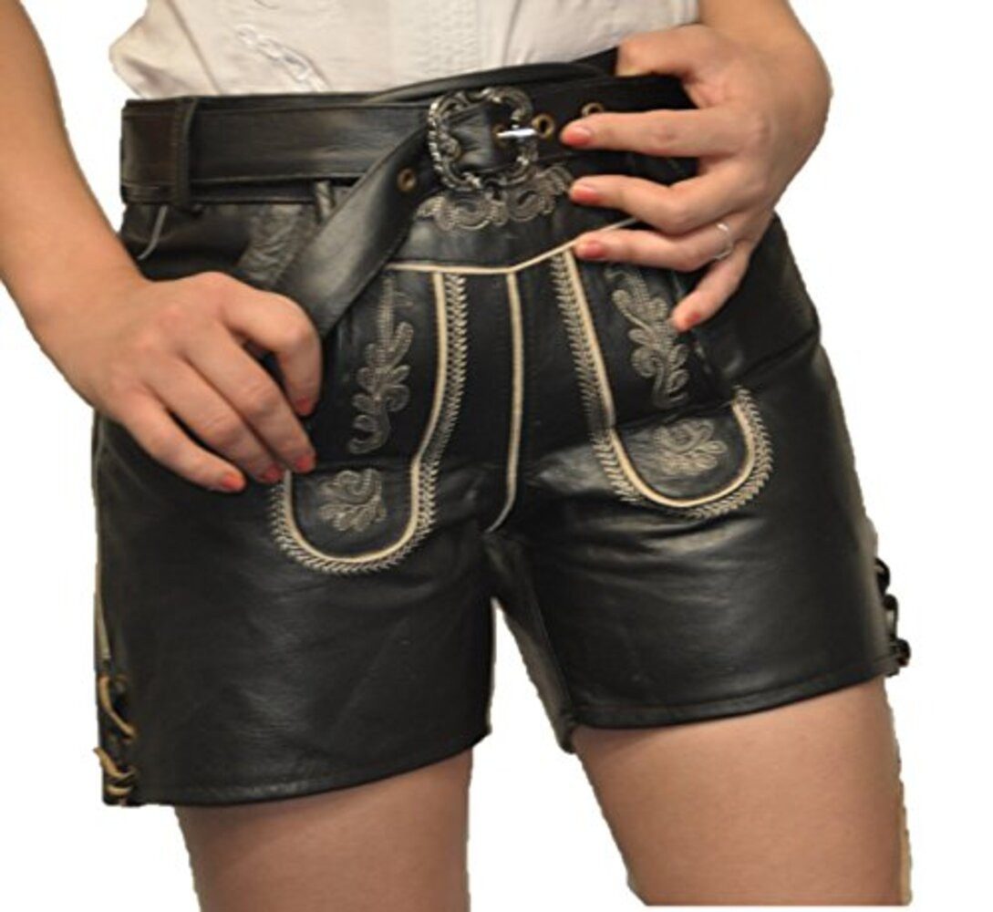 Fuente Leather Wears Trachtenlederhose kurz Damen Schwarz Glattleder günstig online kaufen