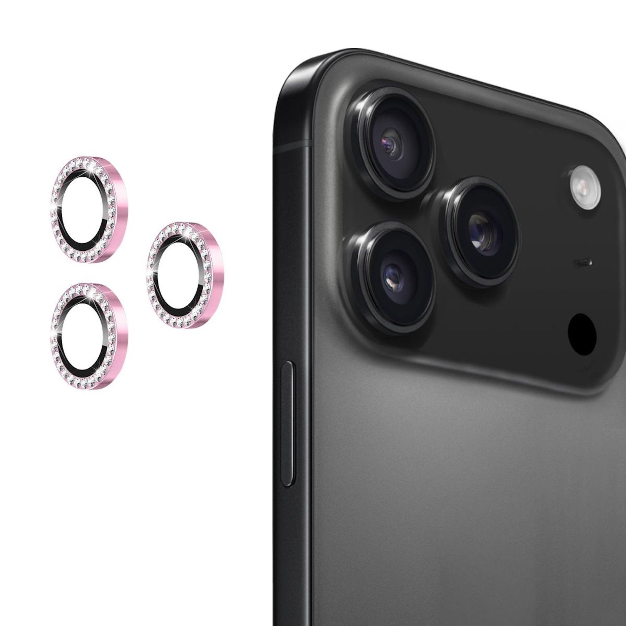 Wigento Kameraschutzglas Linsenglas für Apple iPhone 17 Pro / 17 Pro Max Glitzer Ring 9H Rosa für Apple iPhone 17 Pro / 17 Pro Max, Aluminiumlegierung, hohe Lichtdurchlässigkeit, Anti-Fingerprint