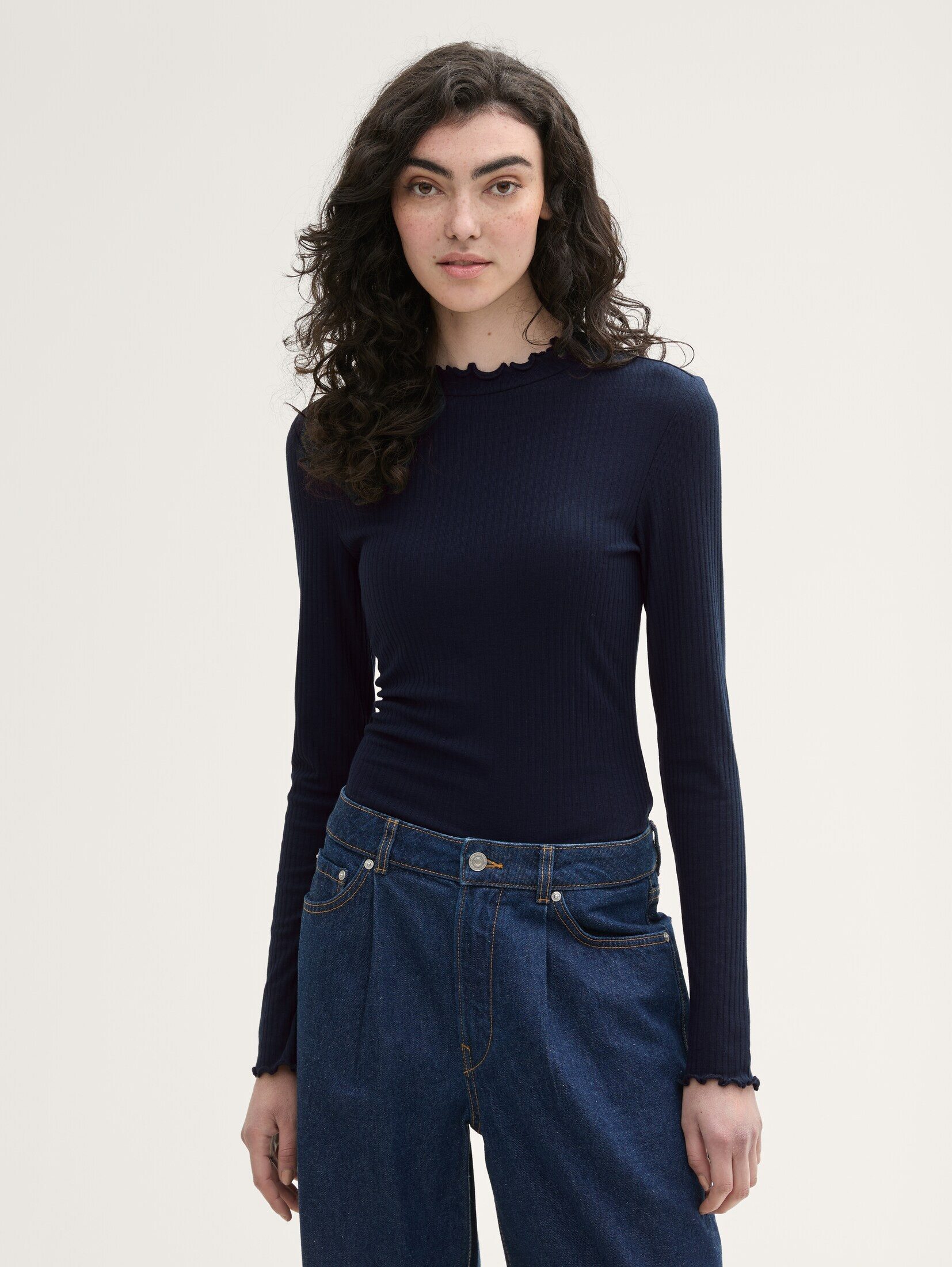 Langarmshirt Langarmshirt mit Rippstruktur
