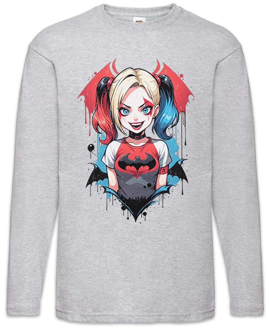 Langarmshirt Harley Batcave Girl Langarm T-Shirt Bat Logo Quinn Anime Gotham Batman