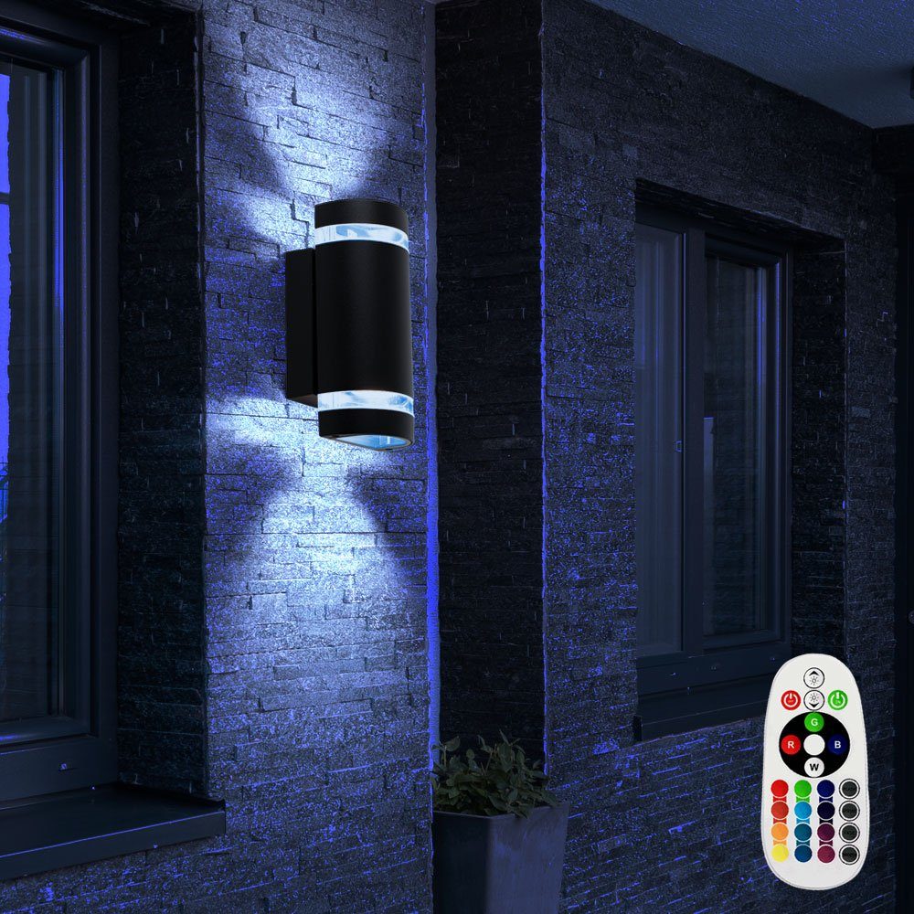 4er Einfahrt Farbwechsel, Bereich Lampen Außen Leuchten Leuchtmittel Set inklusive, Warmweiß, etc-shop Wand Außen-Wandleuchte,