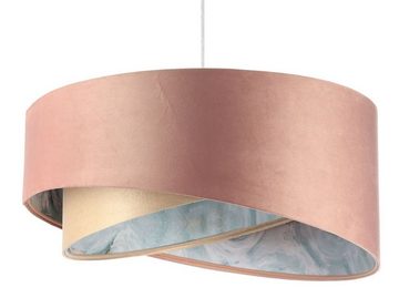 Licht-Erlebnisse Pendelleuchte JILLIEN, ohne Leuchtmittel, D: 50 cm E27 Weiß Rosa Beige Hellblau marmoriert Wohnzimmer Stoff