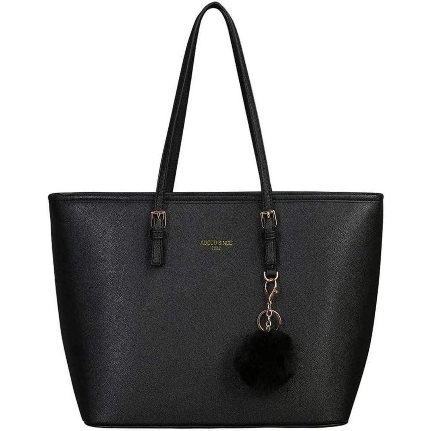LuxusKollektion Shopper Damen Handtasche Schwarz Shopper Leder Groß Kaninchen Pelz Plüsch