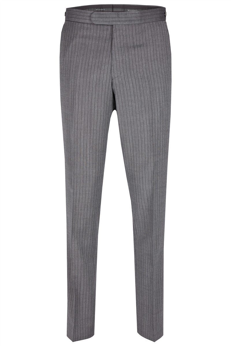 Wilvorst Anzughose Wilvorst Herren Cut-Stresemannhose Modern-Fit Grau gestreift