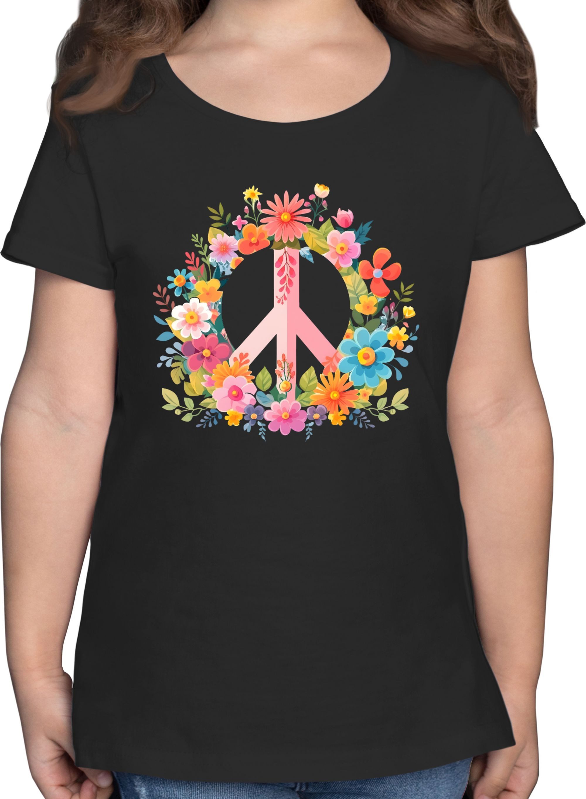 Shirtracer T-Shirt Peace Zeichen I Peacezeichen I Frieden I Hippie Flower Power I 60er I Statement