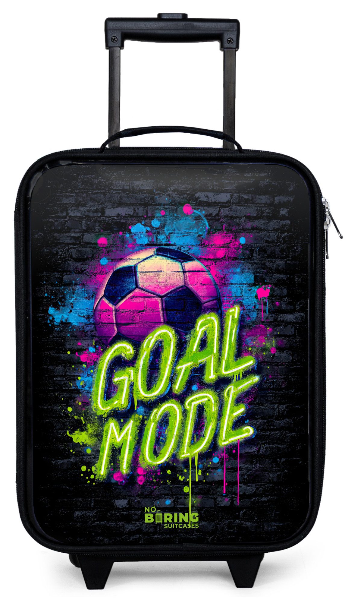 NoBoringSuitcases.com© Kinderkoffer mit leuchtende Räder - Neon - Graffiti - Fußball - Farbenfroh, 2 Rollen, Kinder Koffer Klein, Trolley Handgepäck, Reisekoffer