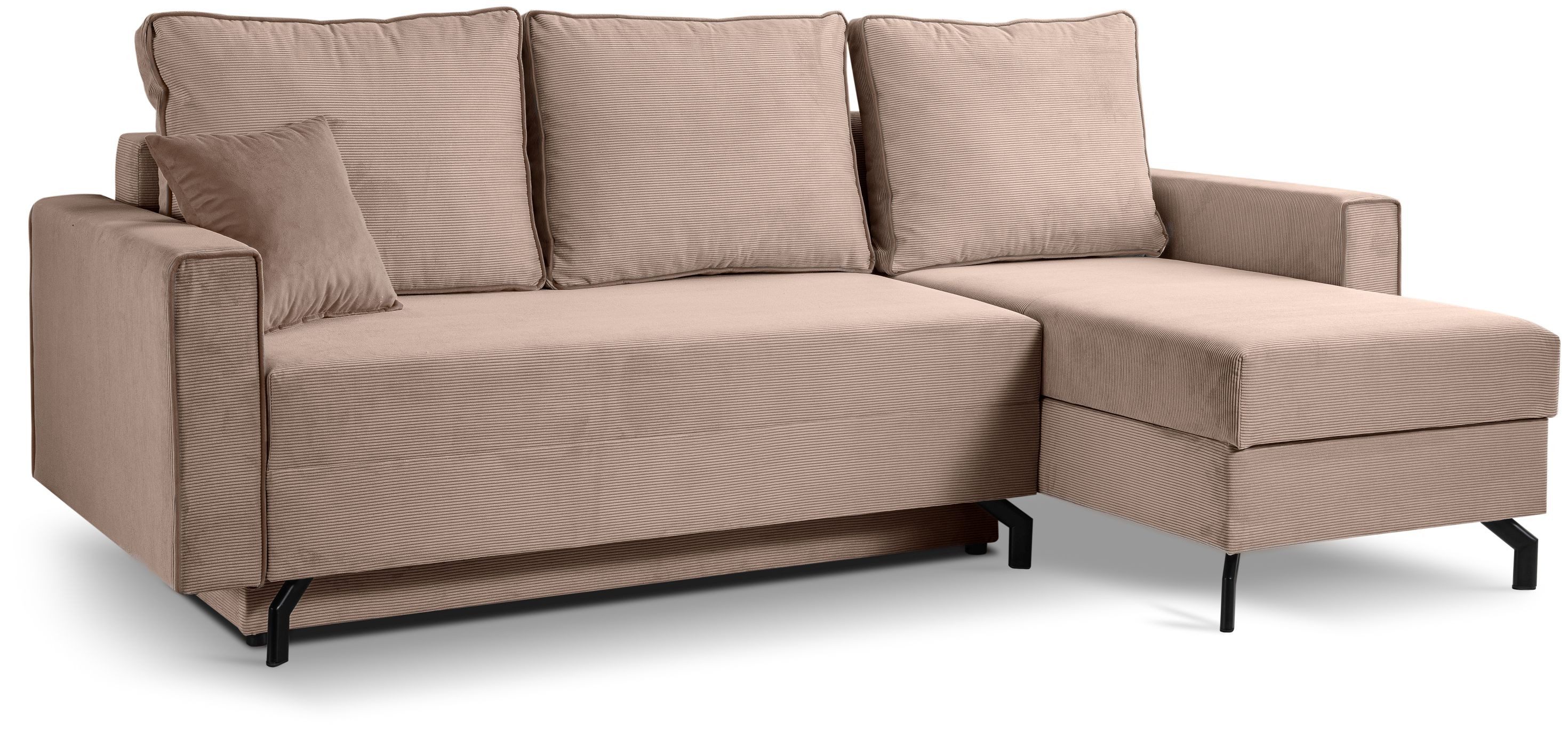 xonox.home Schlafsofa, in L-Form Recamiere rechts aus Cord in altrosa B/H/T: 230x89x148cm
