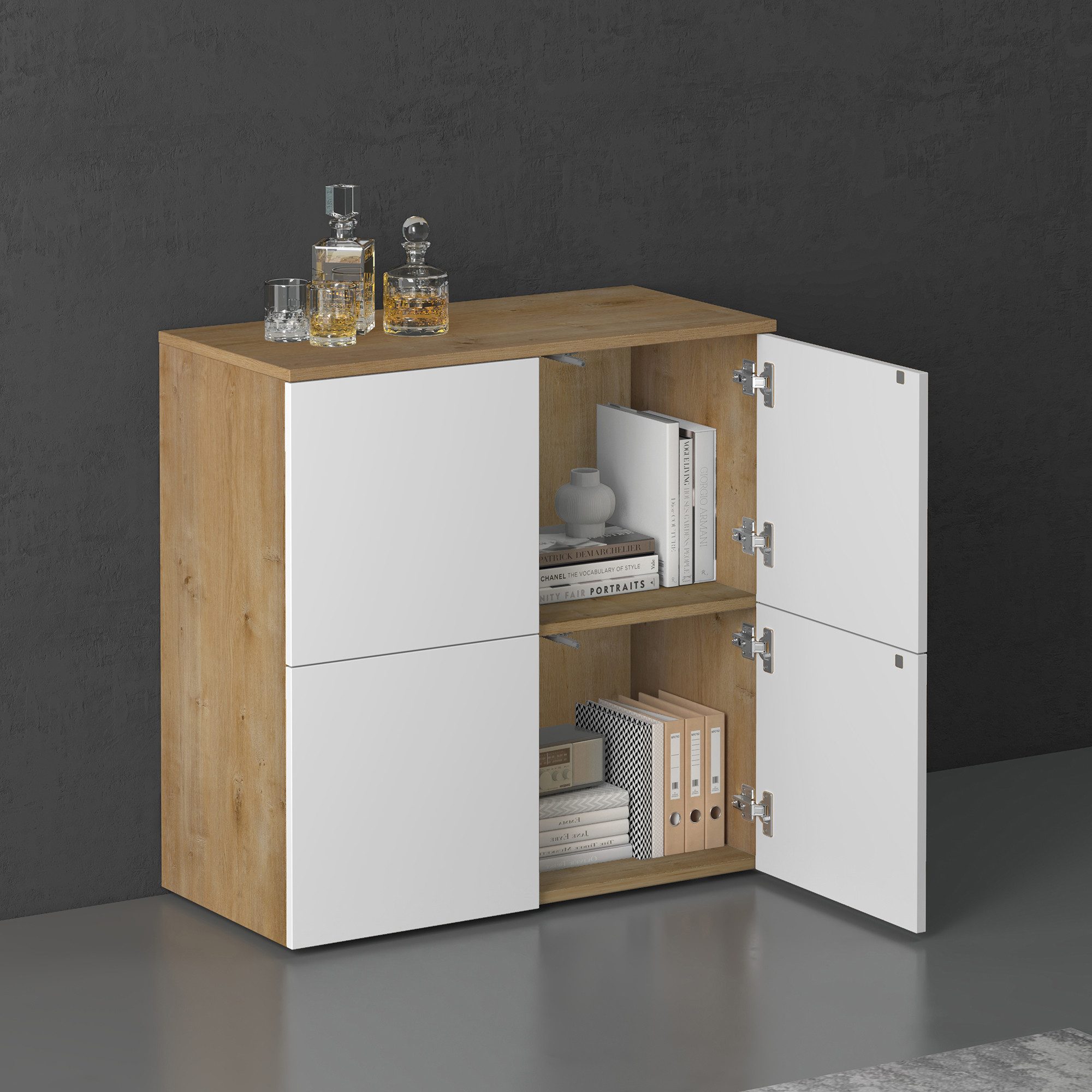 doporro Sideboard Kommode Möbel Mehrzweckschrank Push-to-Open Aufbewahrungsschrank – Bild 3 von 5
