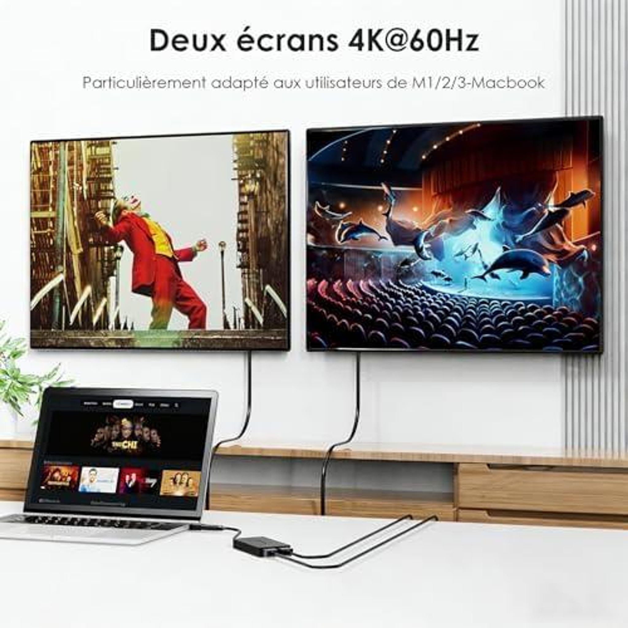 FELIXLEO Montagezubehör USB-C/3.1 auf Dual HDMI Adapter, DisplayLink 60Hz Hub (1 St) – Bild 2 von 5
