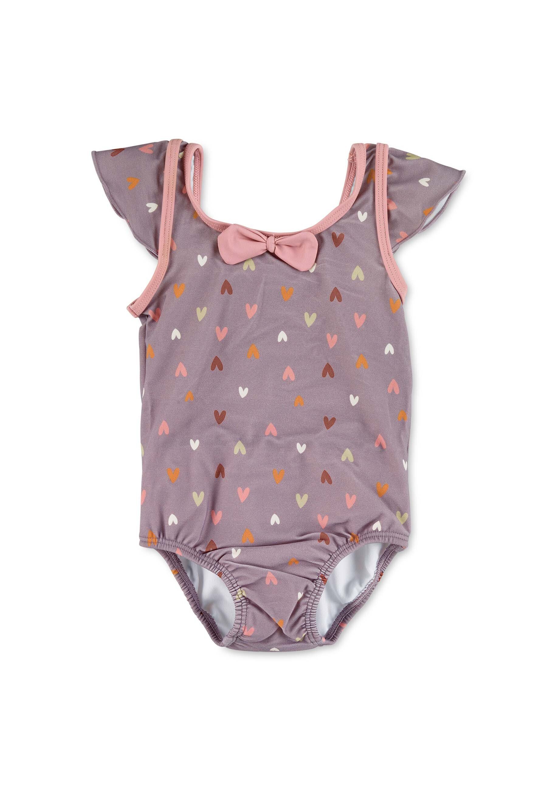 Sterntaler® Badeanzug UV-Schutz 50+ Badeanzug Herz (1-St., Kinderbadeanzug mit eingenähter Windelhose, Schwimmshirt) Schwimmanzug mit Zierschleife und Flügelärmeln, Baby Badeanzug
