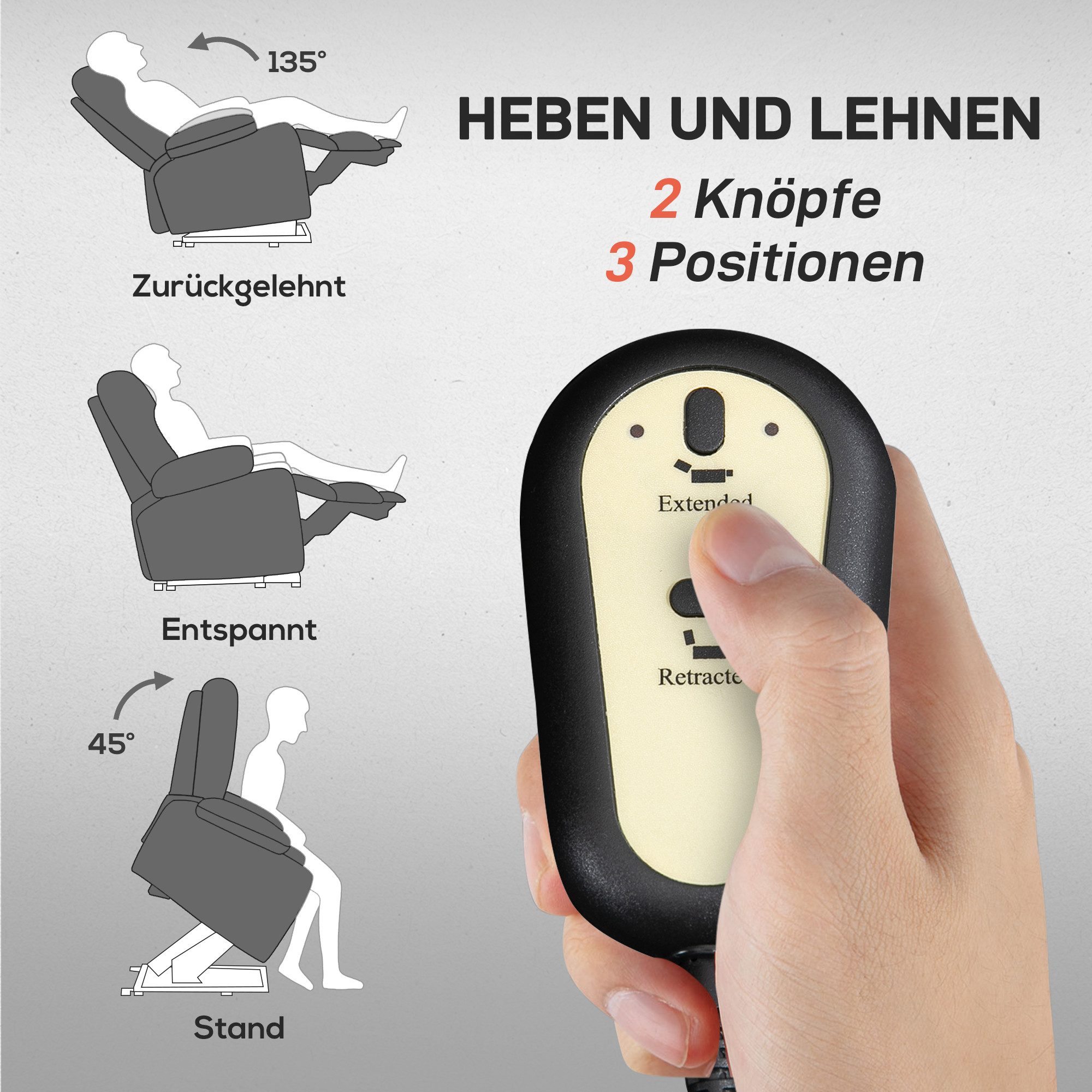 HOMCOM Relaxsessel Aufstehhilfe Elektrisch Fußteil Samtoptik (TV Sessel, 1-St., Relaxsessel), für Wohnzimmer, Schlafzimmer, Dunkelgrau – Bild 4 von 5