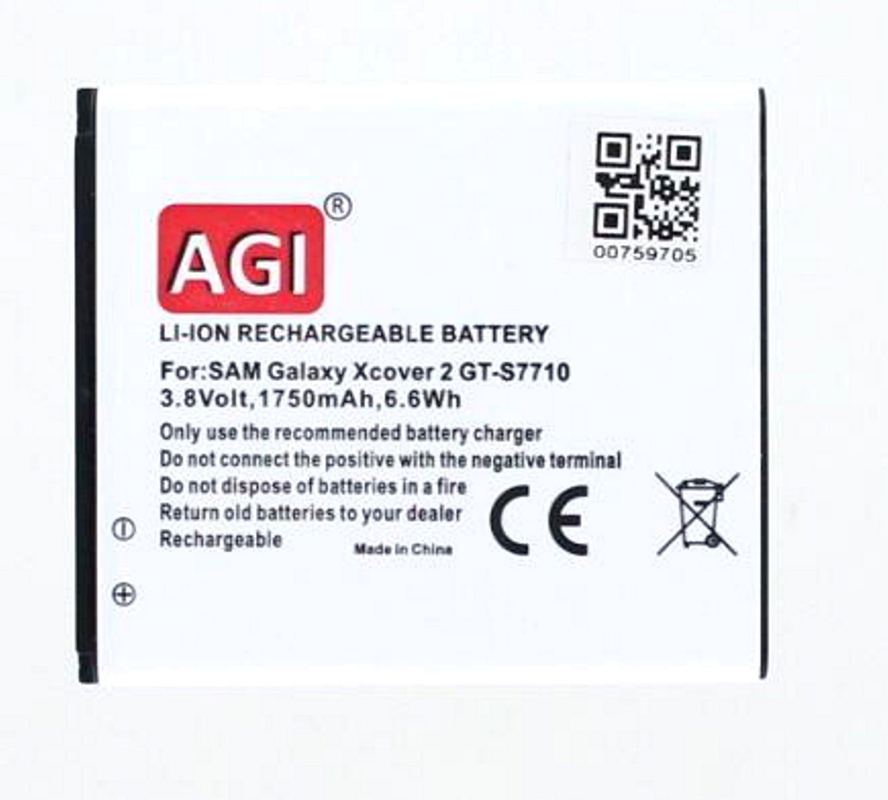 AGI Akku kompatibel mit Samsung Galaxy XCover II Akku Akku