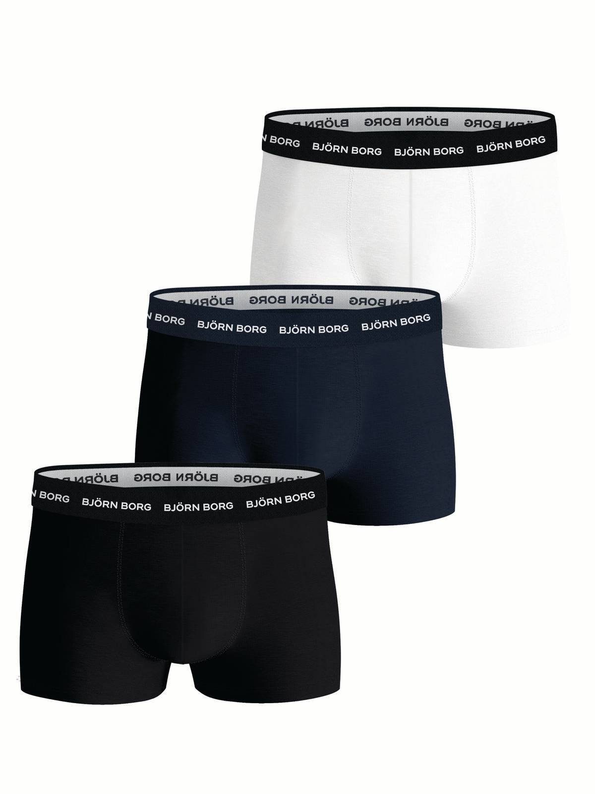 Björn Borg Boxer Herren Pack Schwarz/Dunkelblau/Weiß - Unterhose, Shorts 3er Trunks