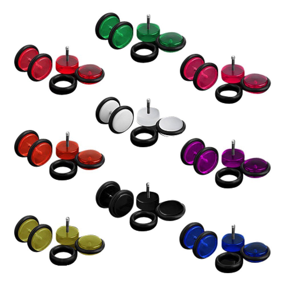 Taffstyle Fake-Ear-Plug Ohrpiercing Fake Tunnel Ohr Plug Piercing Stecker Kunststoff, Ohrring Piercing Flesh Tunnel Kunststoff Platte Chirurgenstahl Stecker