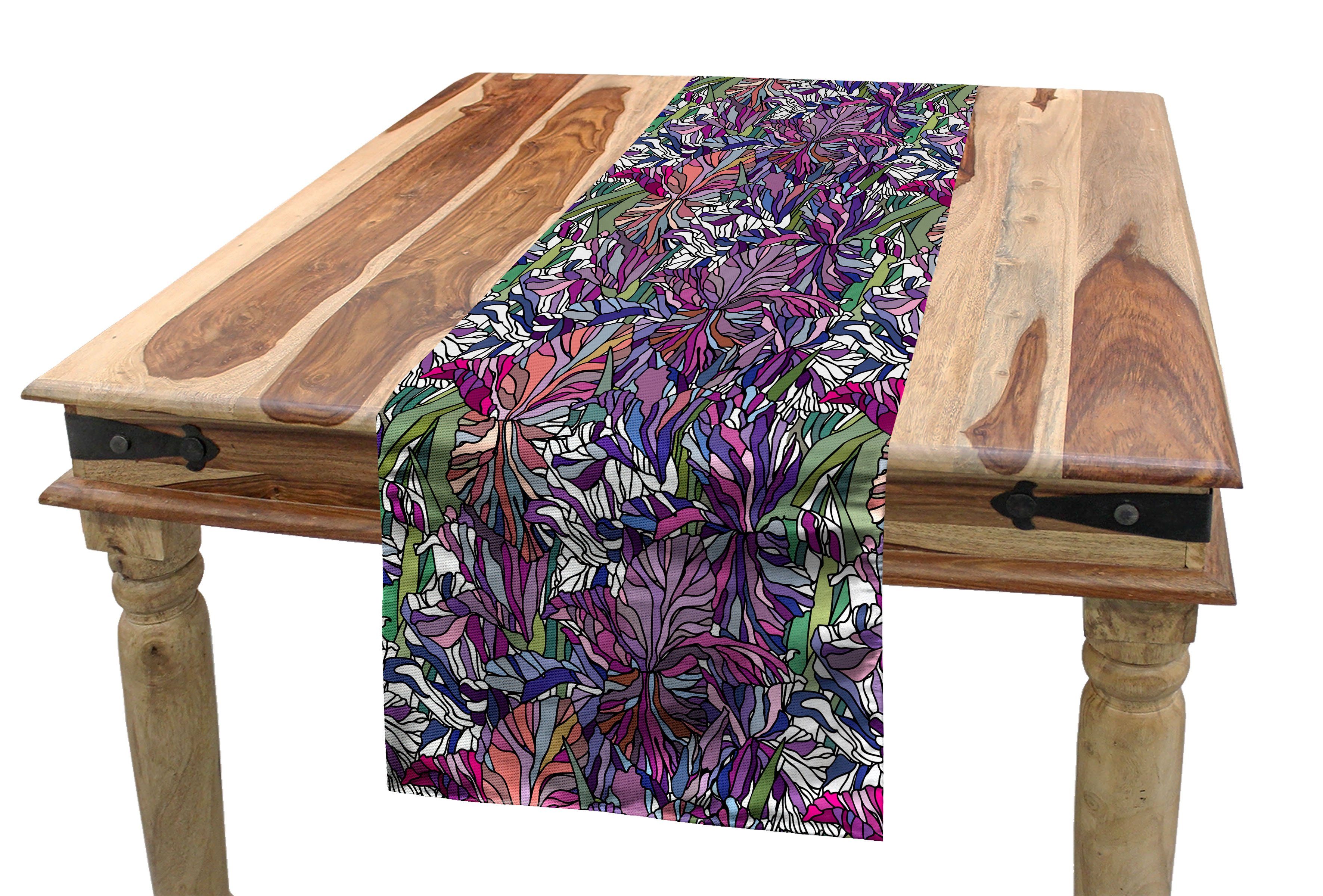 Abakuhaus Tischläufer Esszimmer Küche Rechteckiger Dekorativer Tischläufer, Blumen Tropischen Dschungel Bouquet