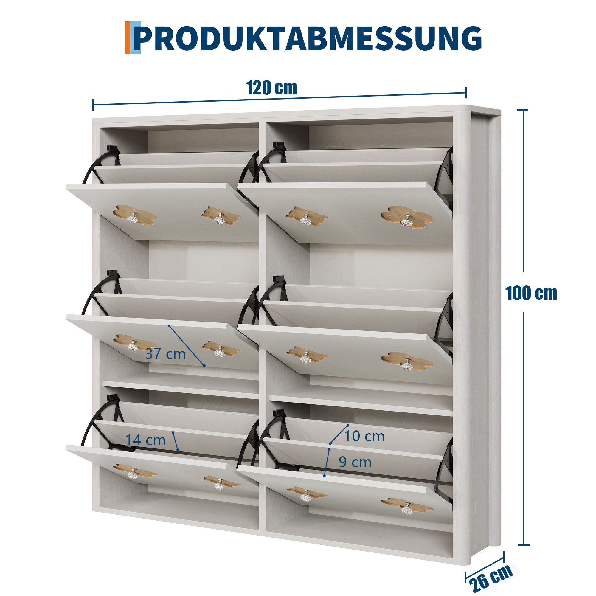 GarveeMore Schuhschrank Freistehend mit 4/6 Klappfächer Diamantgriff versteckt (1-St) mit Blumenmuster für 12 bis 36 Paar – Bild 2 von 5
