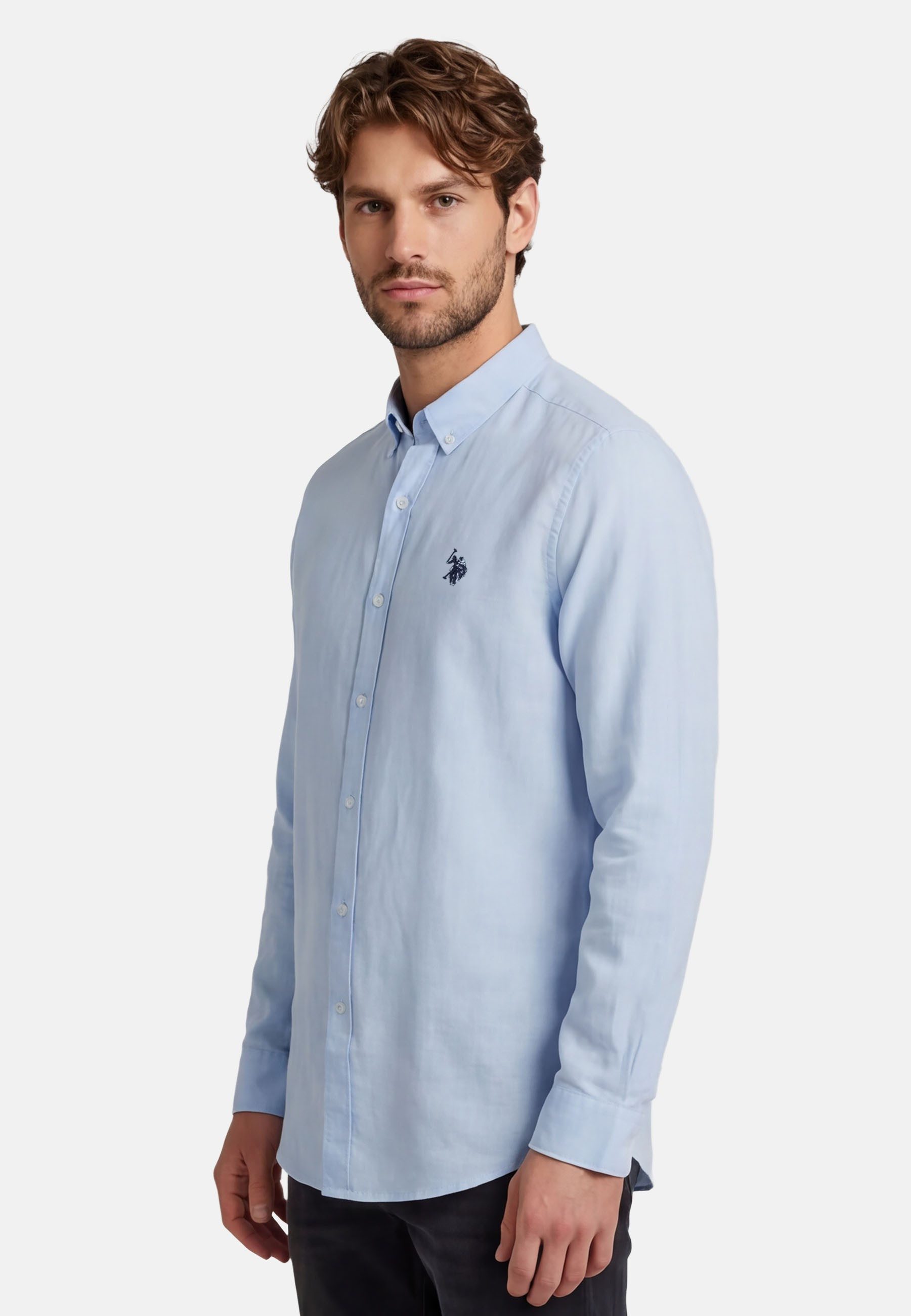 U.S. Polo Assn. Leinenhemd USBlaake Herren Leinenhemd – Sommerhemd luftig mit Button-Down-Kragen Leichtes Hemd aus Leinenmix mit Knopfleiste – Bild 2 von 5