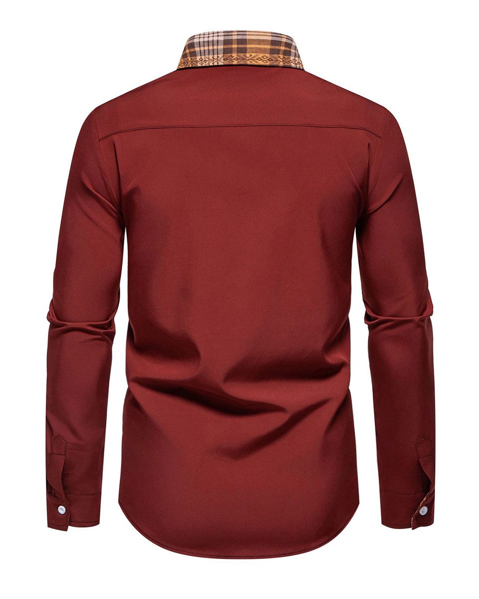 Allthemen Langarmhemd mit Karo-Kontrastdetails lässiges Freizeithemd günstig online kaufen