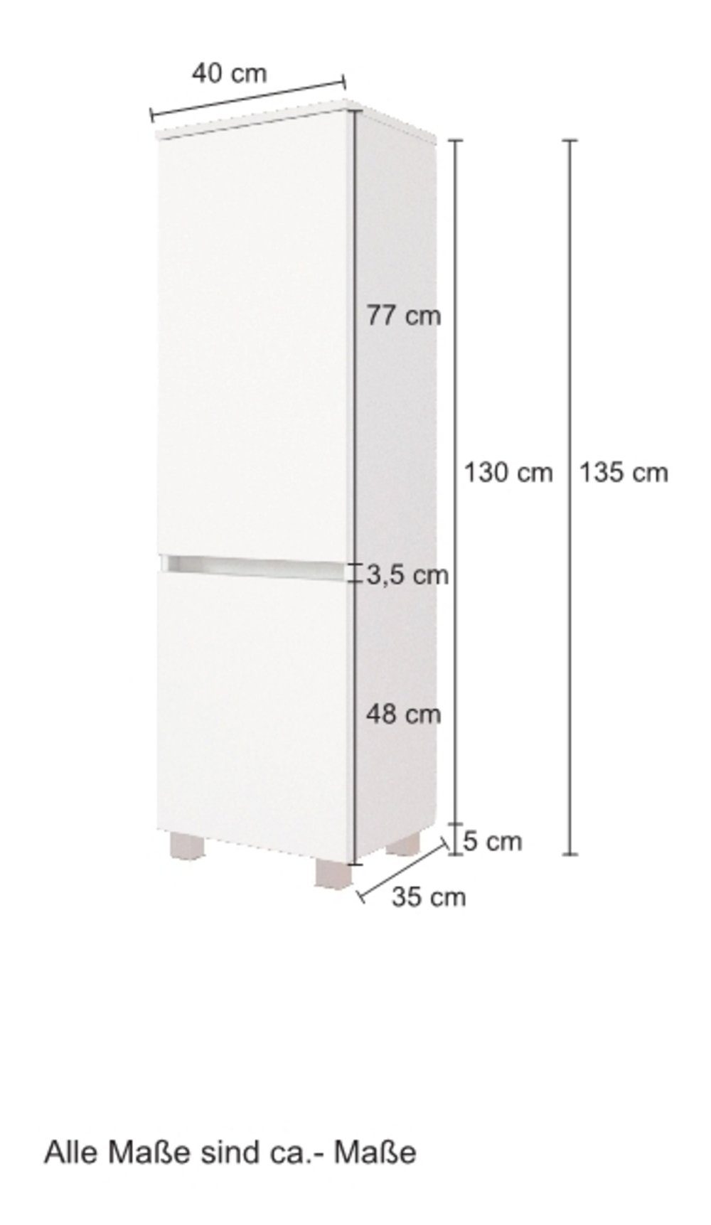 HELD MÖBEL Hochschrank Midischrank Baabe 40 cm graphit/matt grau