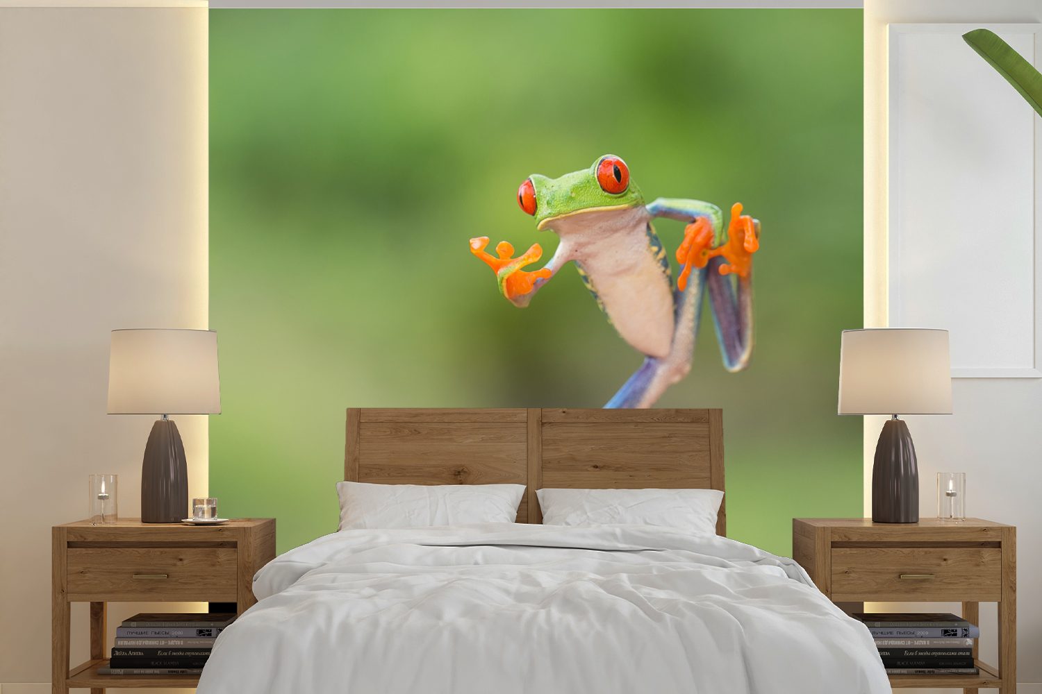 MuchoWow Fototapete Der rotäugige Laubfrosch in Costa Rica, Matt, bedruckt, (5 St), Vinyl Tapete für Wohnzimmer oder Schlafzimmer, Wandtapete