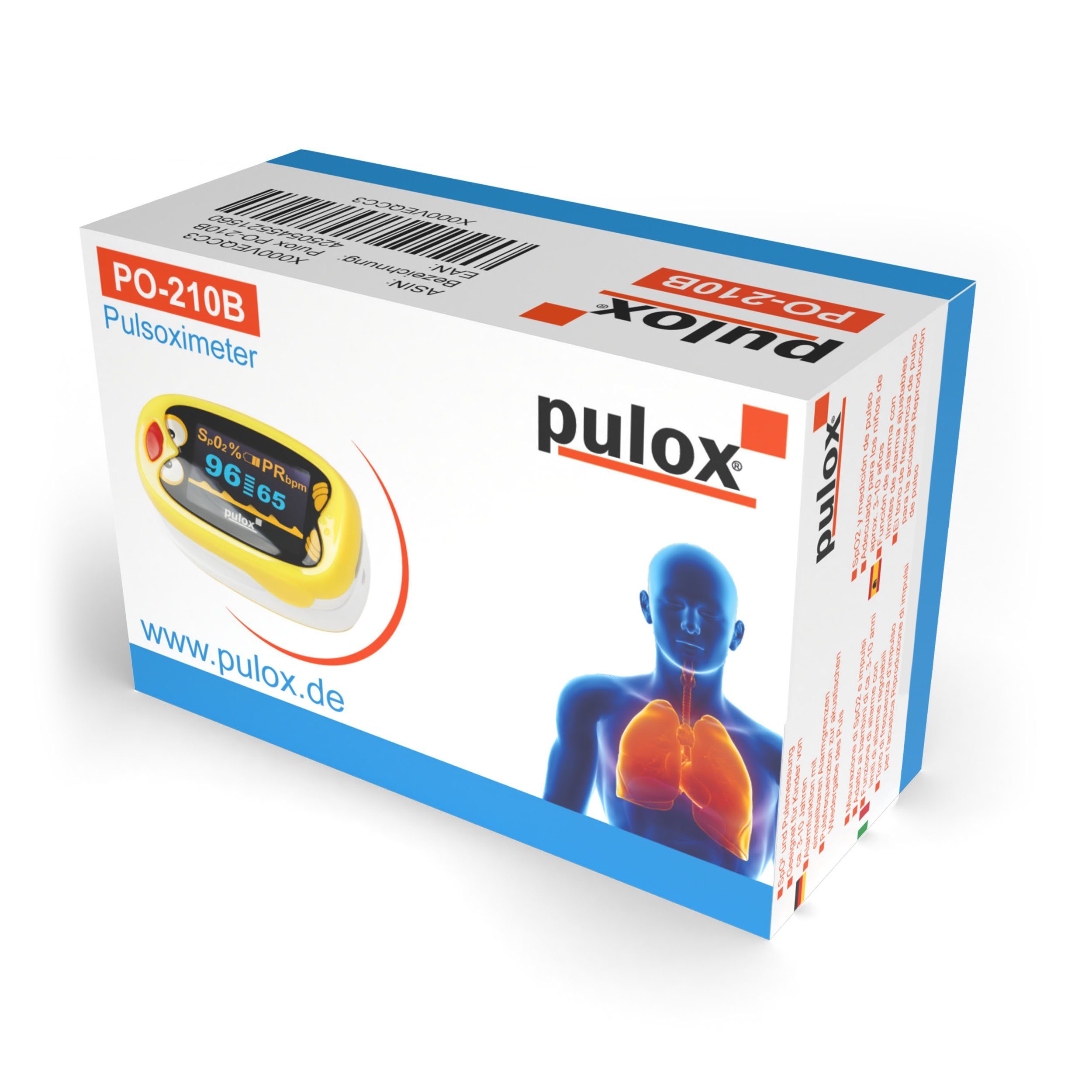pulox Pulsoximeter PO-210B für Kinder - Akkubetriebenes Kinderoximeter mit Warnfunktion