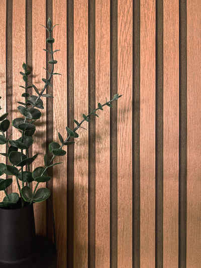 Newroom Vliestapete, Bronze Tapete Glamour Paneele - Wandpaneele Holzpaneele Kupfer Metallic Modern Skandinavisch Lamelle Streifen für Wohnzimmer Schlafzimmer Küche