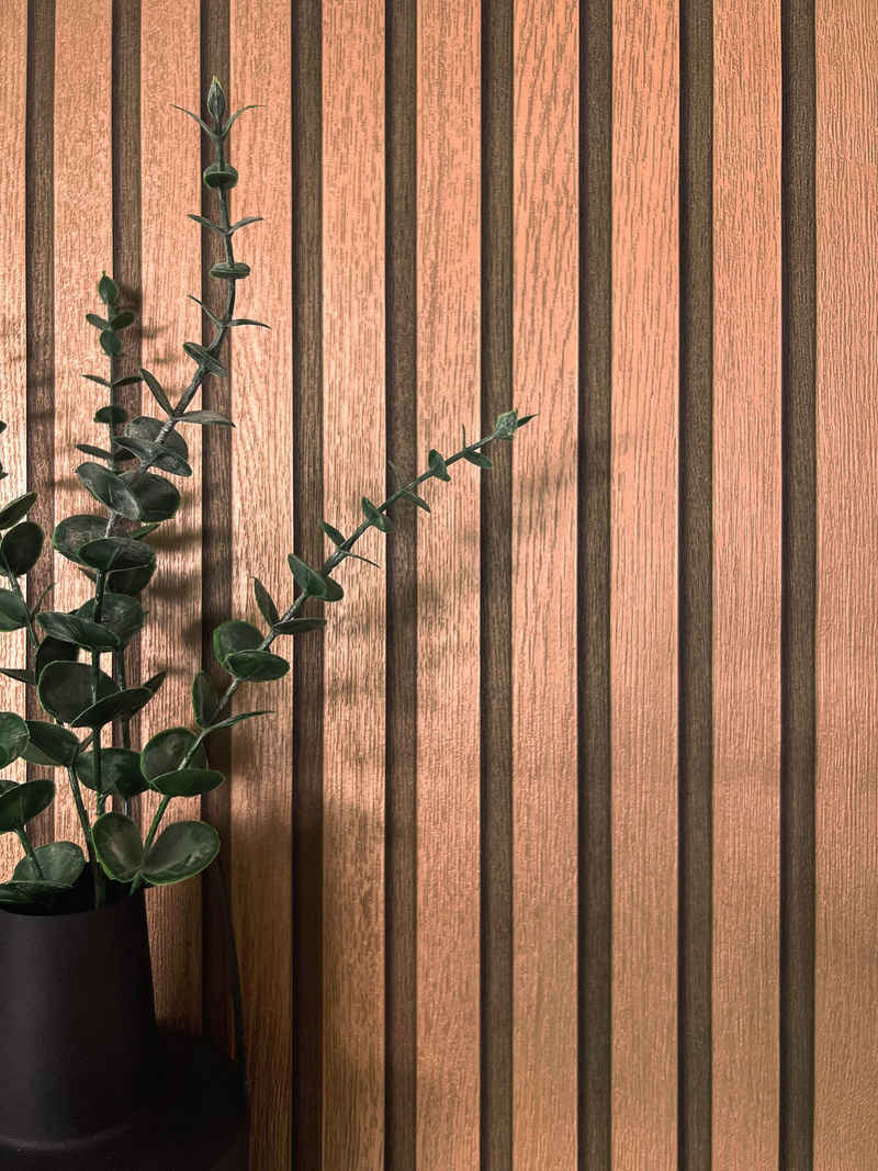 Newroom Vliestapete, Bronze Tapete Glamour Paneele - Wandpaneele Holzpaneele Kupfer Metallic Modern Skandinavisch Lamelle Streifen für Wohnzimmer Schlafzimmer Küche