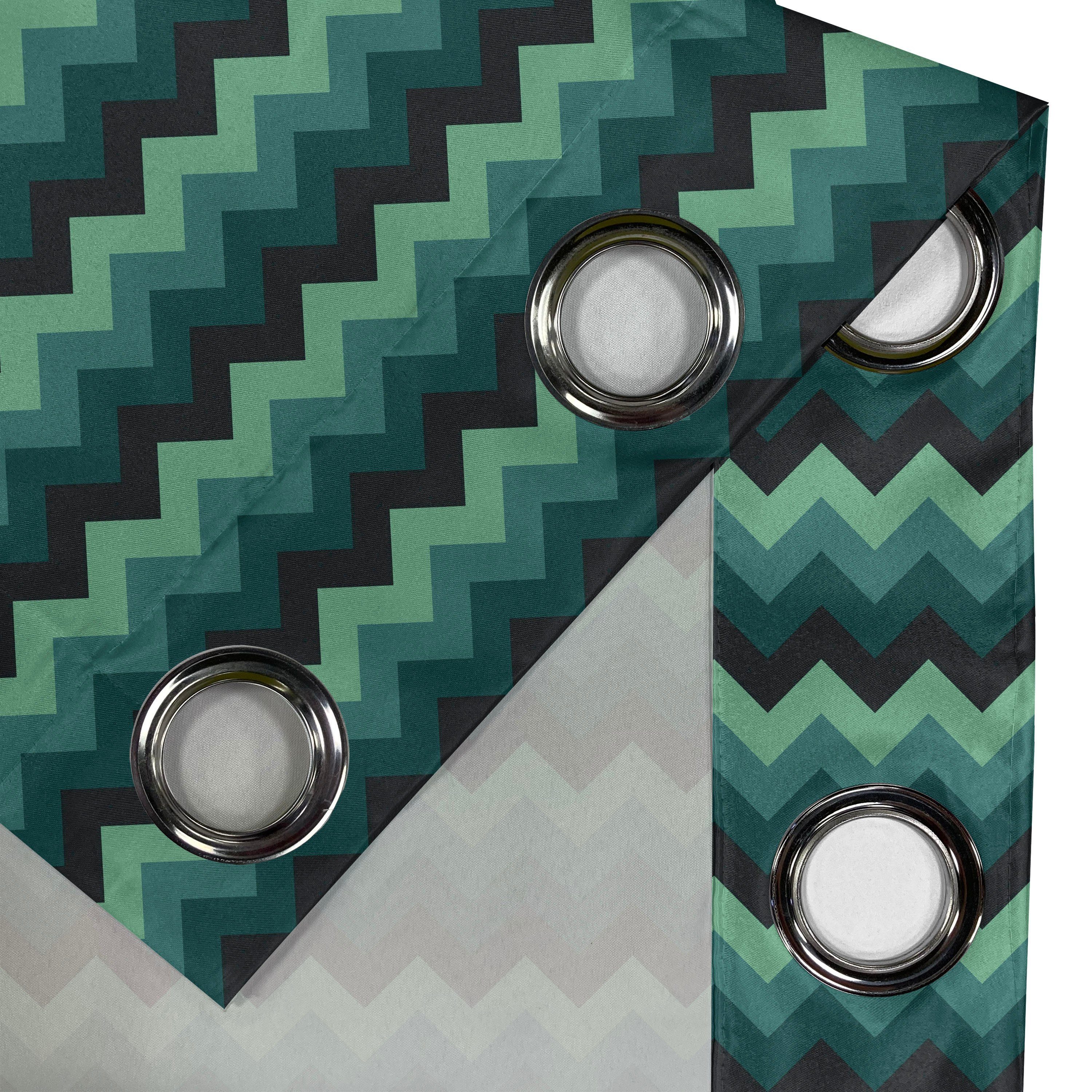 Schlafzimmer Wohnzimmer, Dekorative Gardine Geometric Abakuhaus, Chevron-Art für Teal 2-Panel-Fenstervorhänge