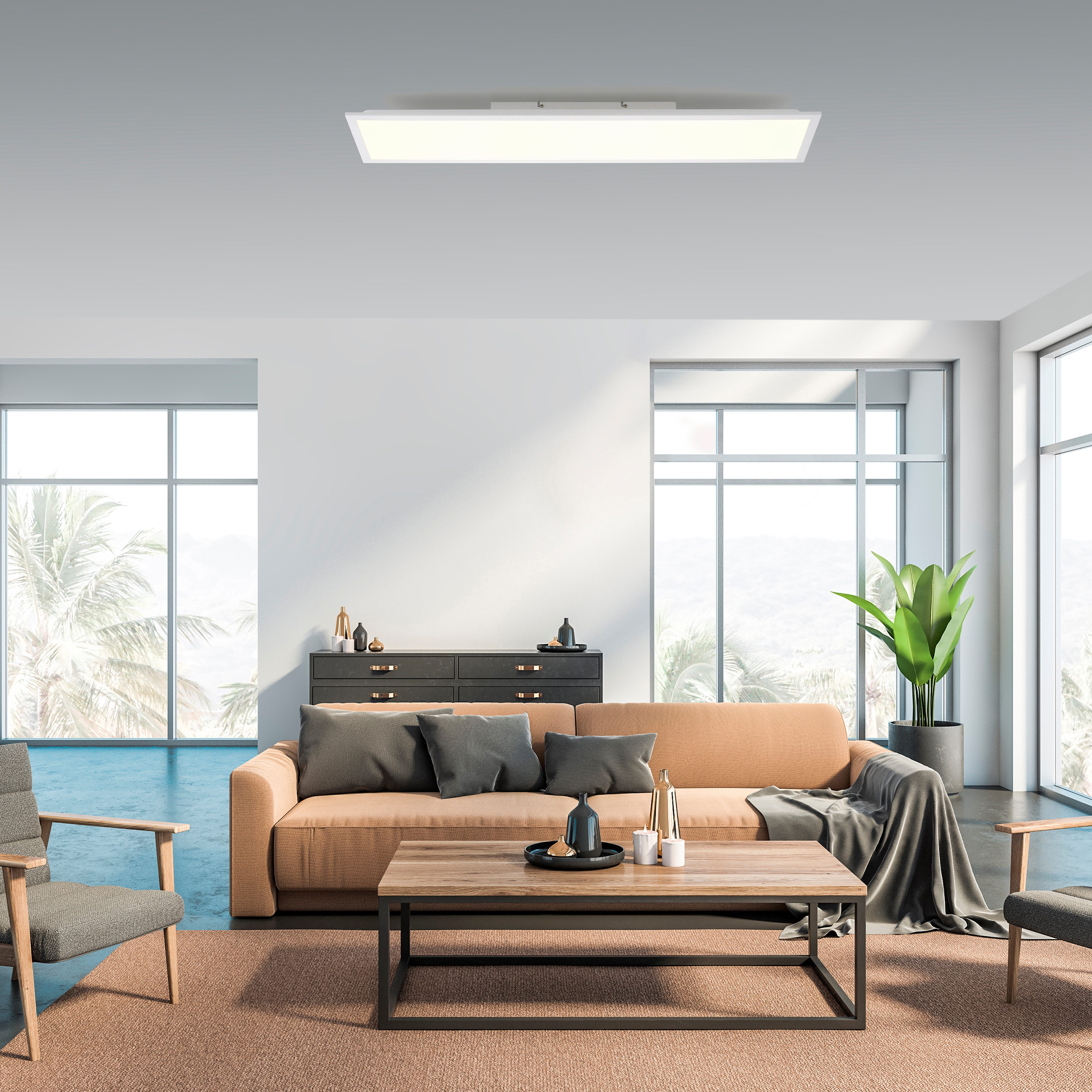 JUST LIGHT LED Deckenleuchte FLAT, CCT - über Fernbedienung, LED fest integriert, warmweiß - kaltweiß