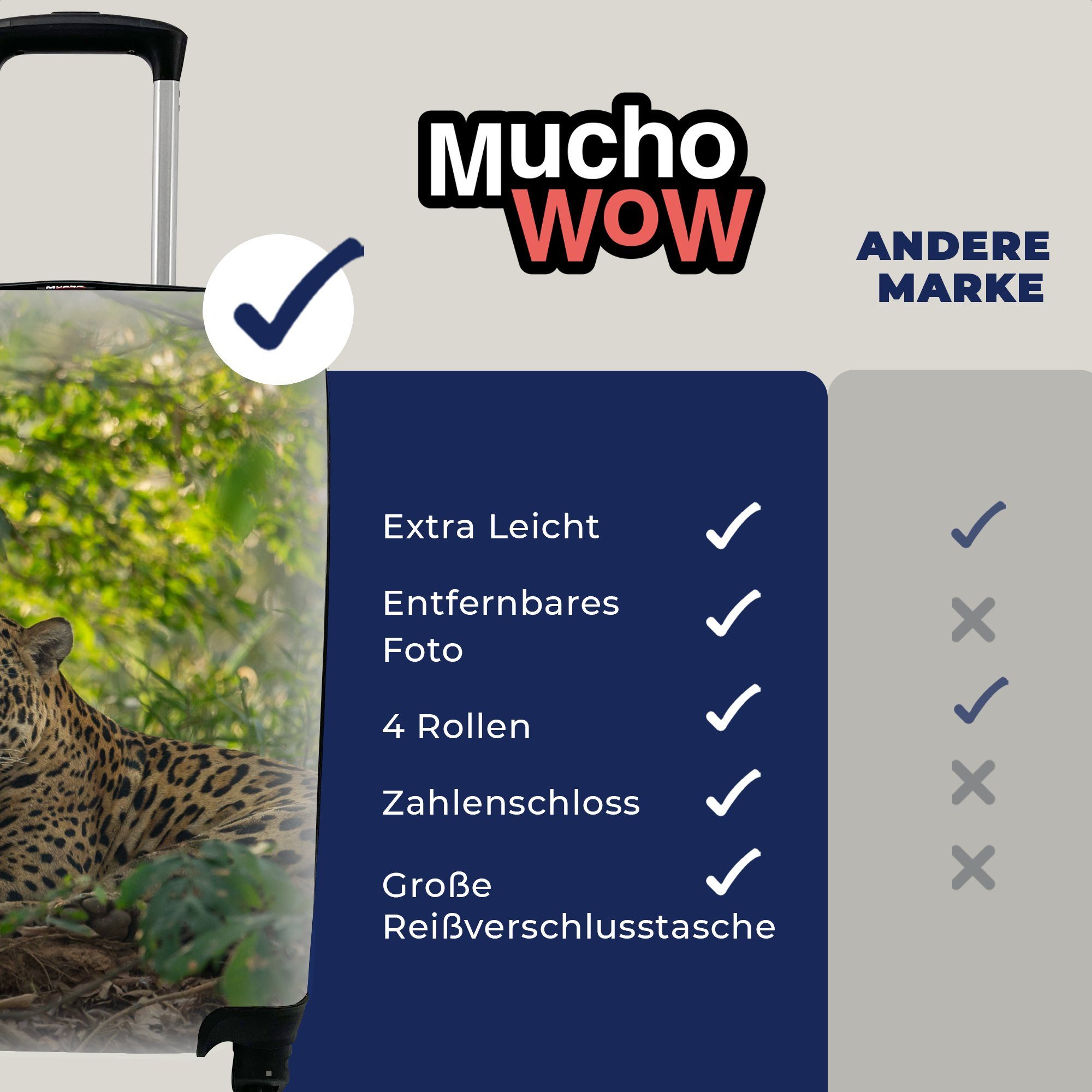 Ferien, rollen, Handgepäckkoffer Rollen, für MuchoWow im Jaguar mit Reisetasche Dschungel, Handgepäck Reisekoffer 4 Trolley,