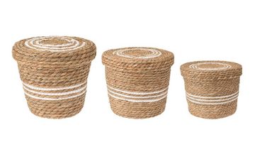 Spetebo Allzweckkorb Set Aufbewahrungskorb aus Seegras 37, 32, 26 cm (Packung, 1 tlg), Korbset aus Seegras mit Deckel