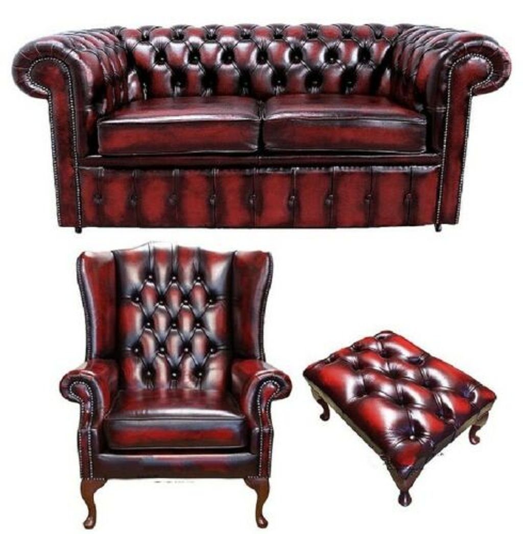 Couch Sofagarnitur JVmoebel Chesterfield Sofa Chesterfield-Sofa, Leder Textil Garnitur