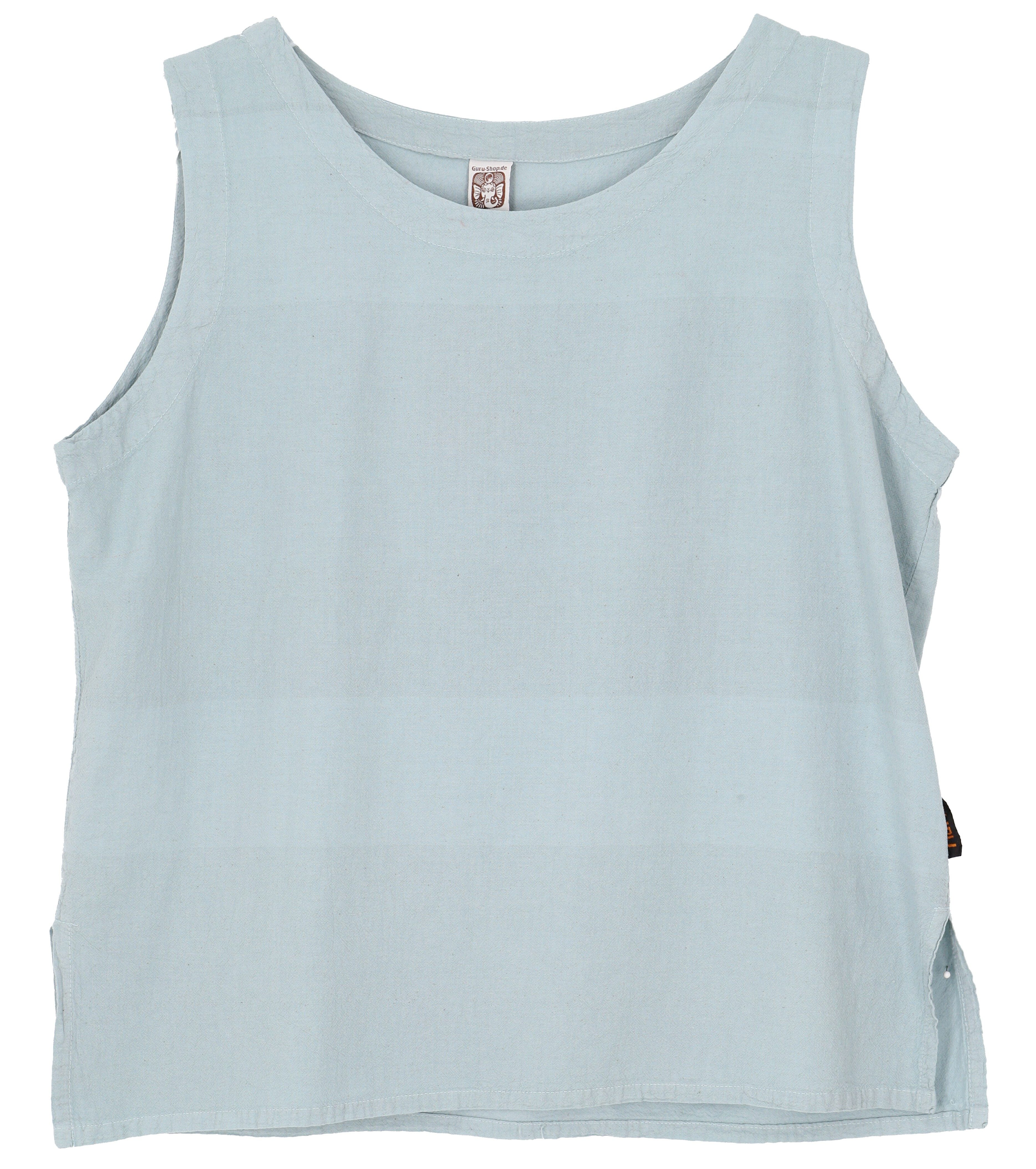 Guru-Shop T-Shirt Basic Boho Baumwoll Top, luftiges Sommertop -.. alternative Bekleidung