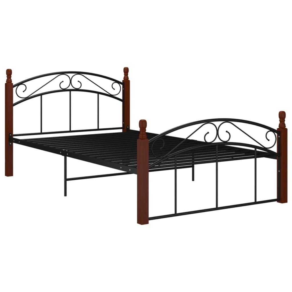 Bettgestell Schwarz Metall Und Massivholz Eiche 120x200 Cm günstig online kaufen
