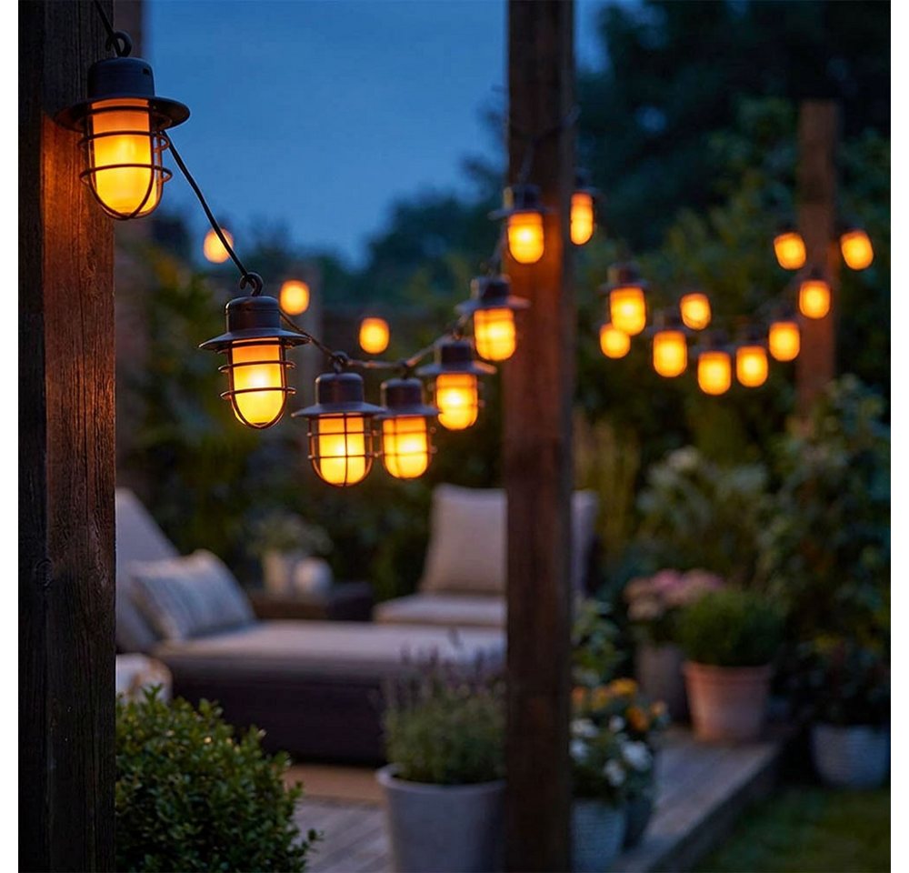 NOWA LED Solarleuchte, LED-Leuchtmittel fest verbaut, Warmweiß, Solar Lichterkette Garten Balkon Veranda Beleuchtung 24x LED Laterne