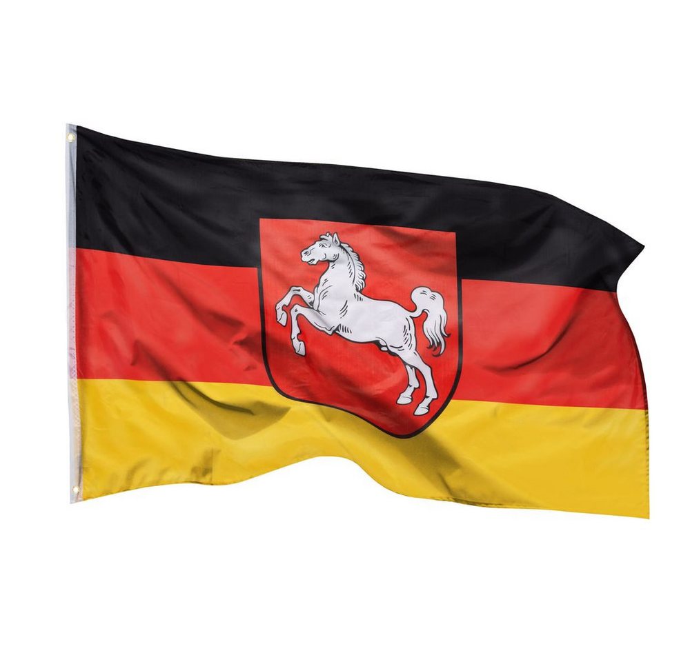 PHENO FLAGS Flagge Niedersachsen Flagge 90 x 150 cm Niedersächsische Bundesland Fahne (Hissflagge für Fahnenmast), Inkl. 2 Messing Ösen